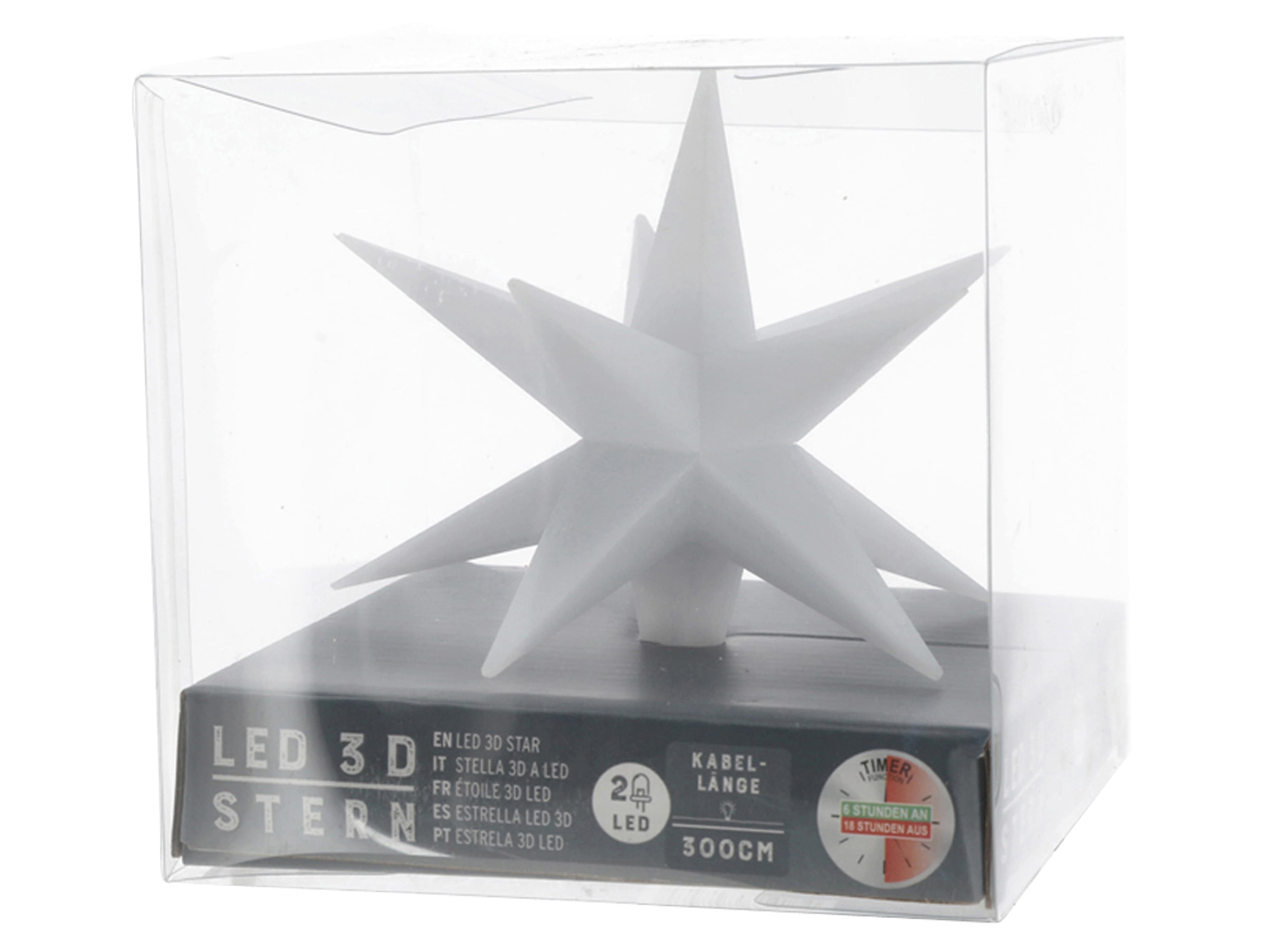 LED-Stern, 2 LEDs, 11 cm, zur Aufhängung, weiß