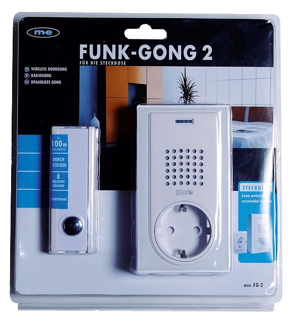 MODERN ELECTRONICS ME Funk-Gong FG-2.2, mit Durchstecker für Steckdose