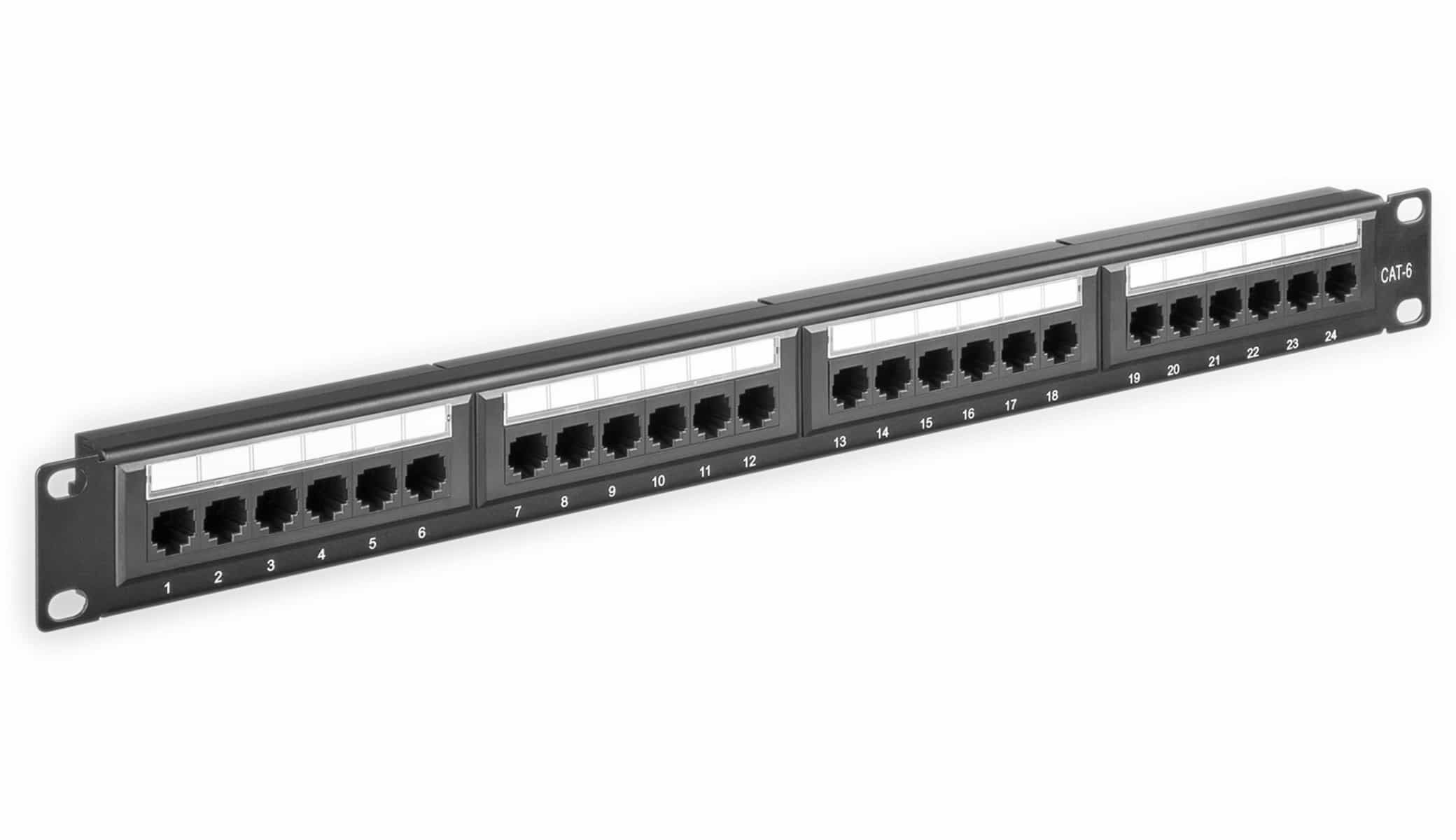 GOOBAY CAT.6 Patchpanel 93866, 48,3 cm (19"), 24-fach, UTP, schwarz