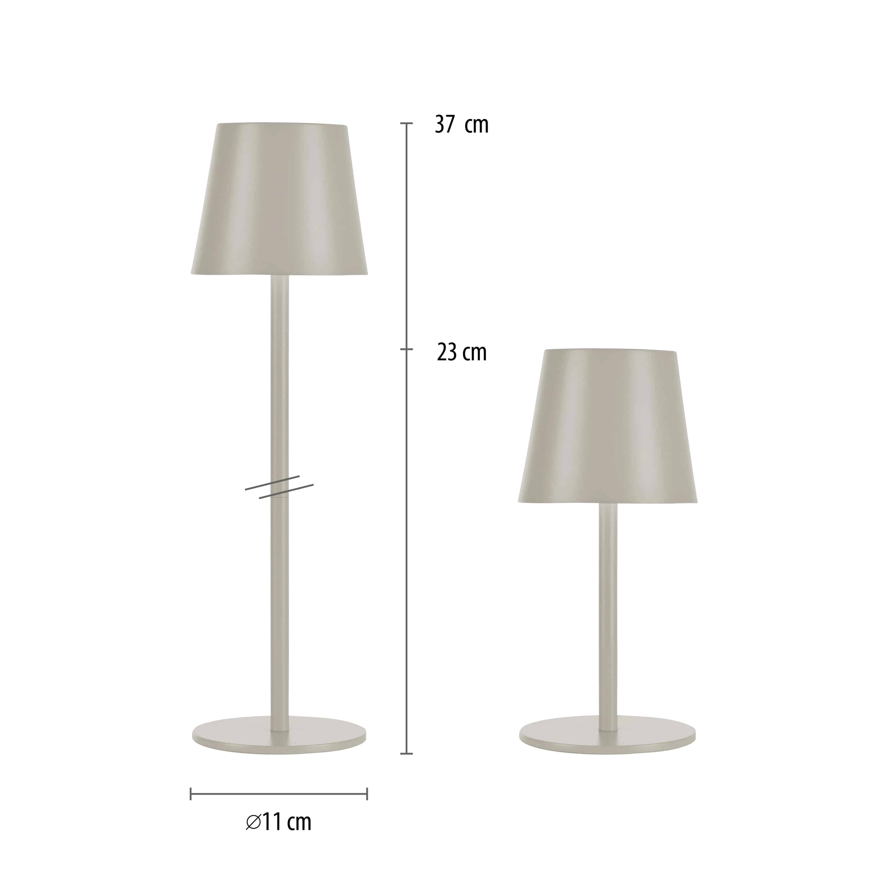 JUST LIGHT LED-Akku-Tischleuchte 19250-40 grau-beige, 2,5 W, 320 lm, 3000 K, IP54