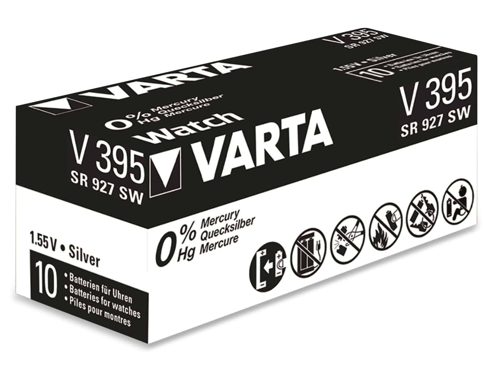 VARTA Knopfzelle Silver Oxide, 395 SR57, 1.55V, 10 Stück