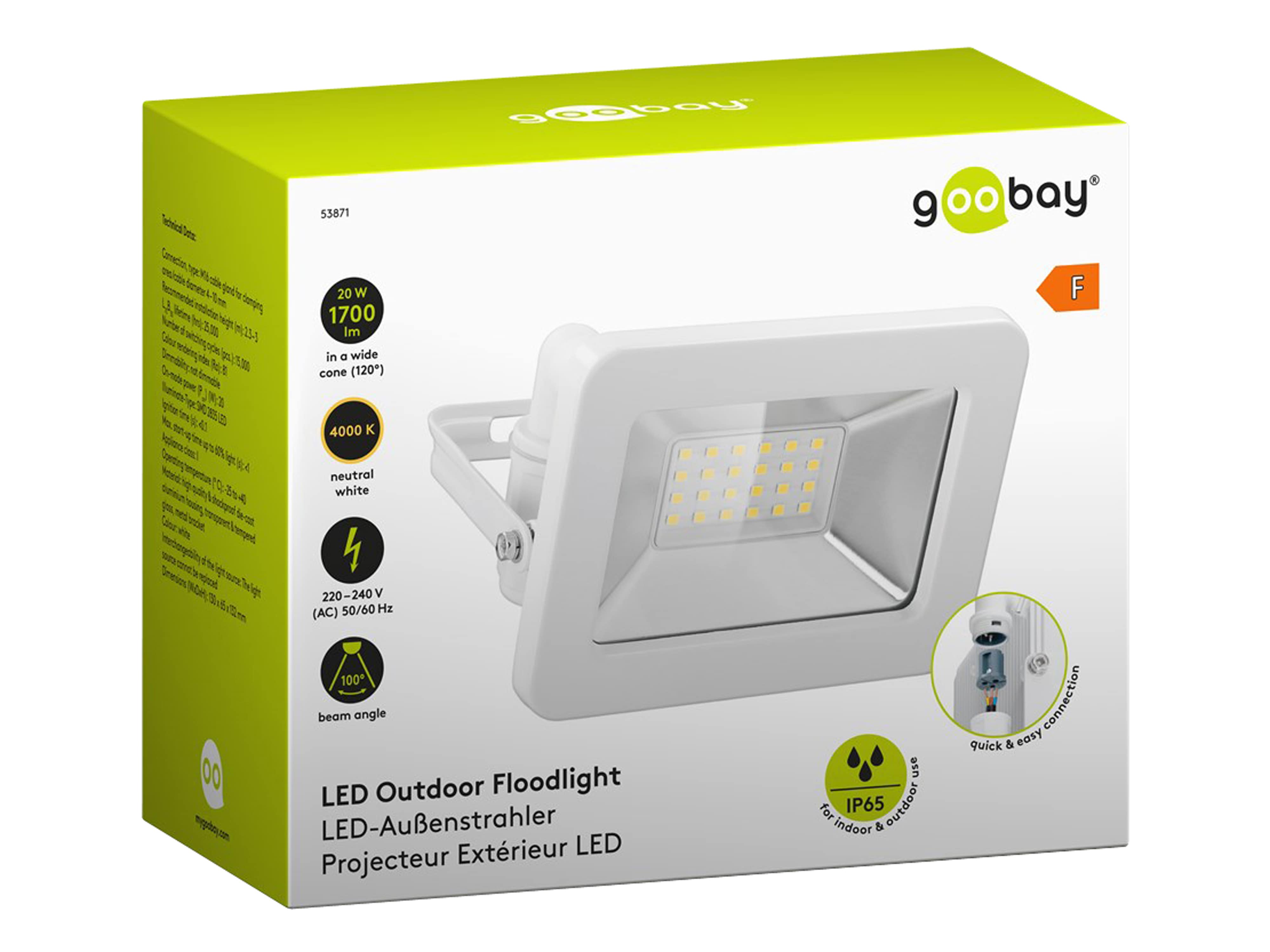 GOOBAY LED-Fluter, 20W, 1700lm, 4000K, weiß