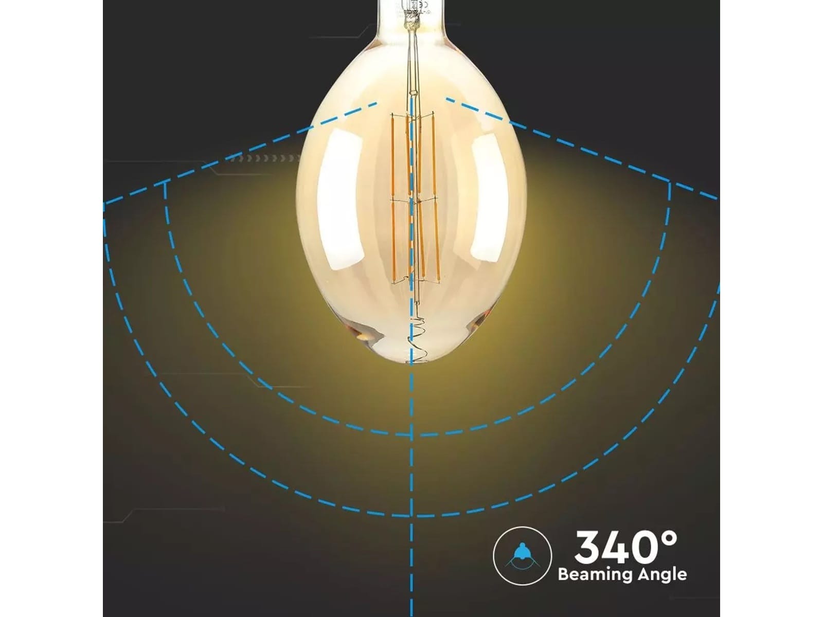 V-TAC LED-Deko Lampe Amber, VT-2178D, E27, EEK: G, 8 W, 600 lm, 2000 K, dimmbar