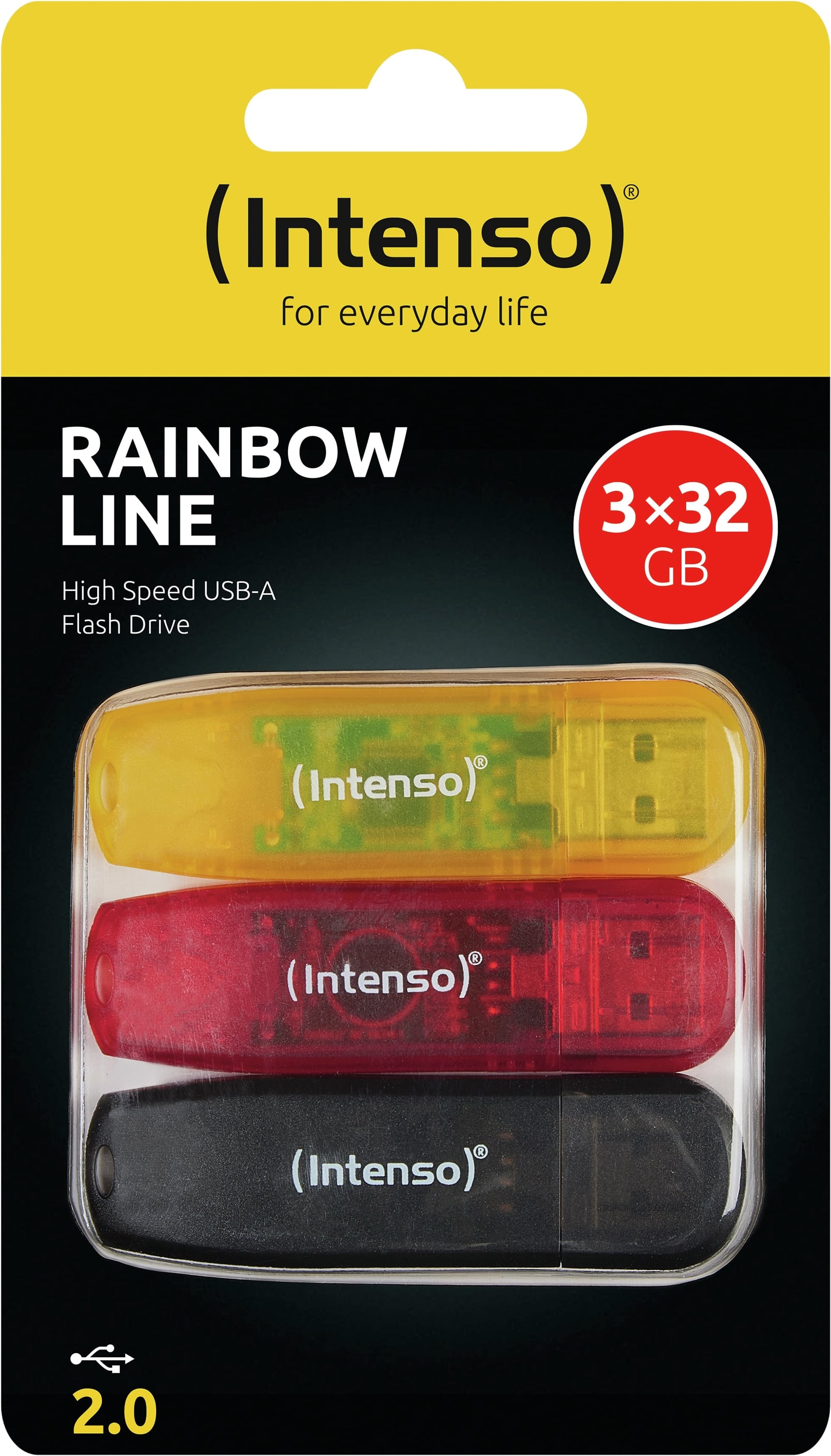 INTENSO USB-Stick Rainbow, 32 GB 3er Pack