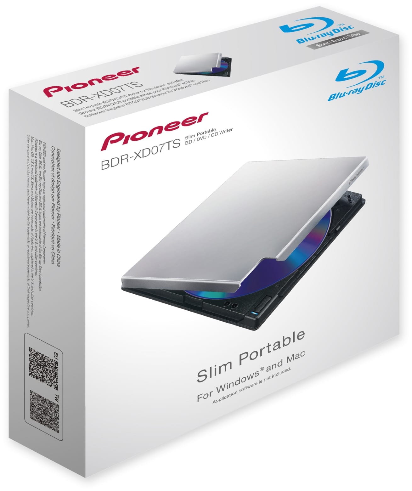 Pioneer Blu-ray Brenner BDR-XD07TS extern, silber, Top Load, BDXL, M-DISC