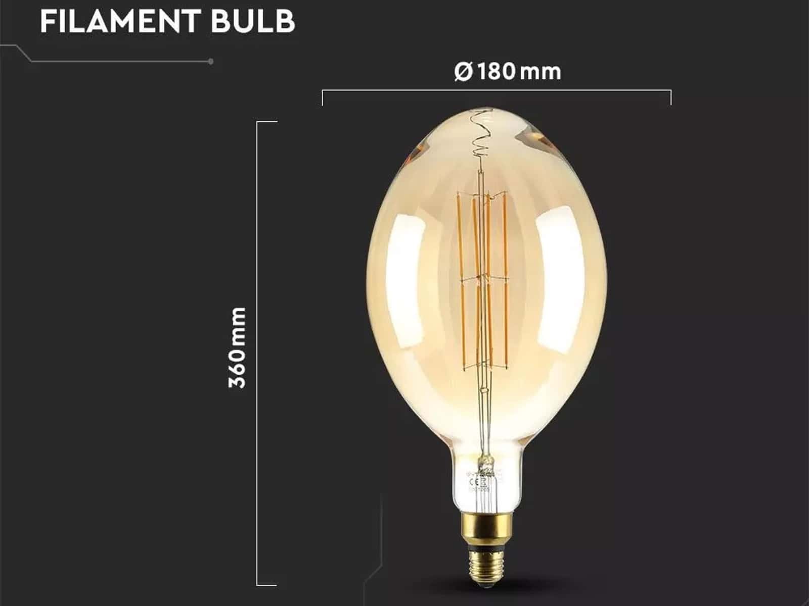 V-TAC LED-Deko Lampe Amber, VT-2178D, E27, EEK: G, 8 W, 600 lm, 2000 K, dimmbar