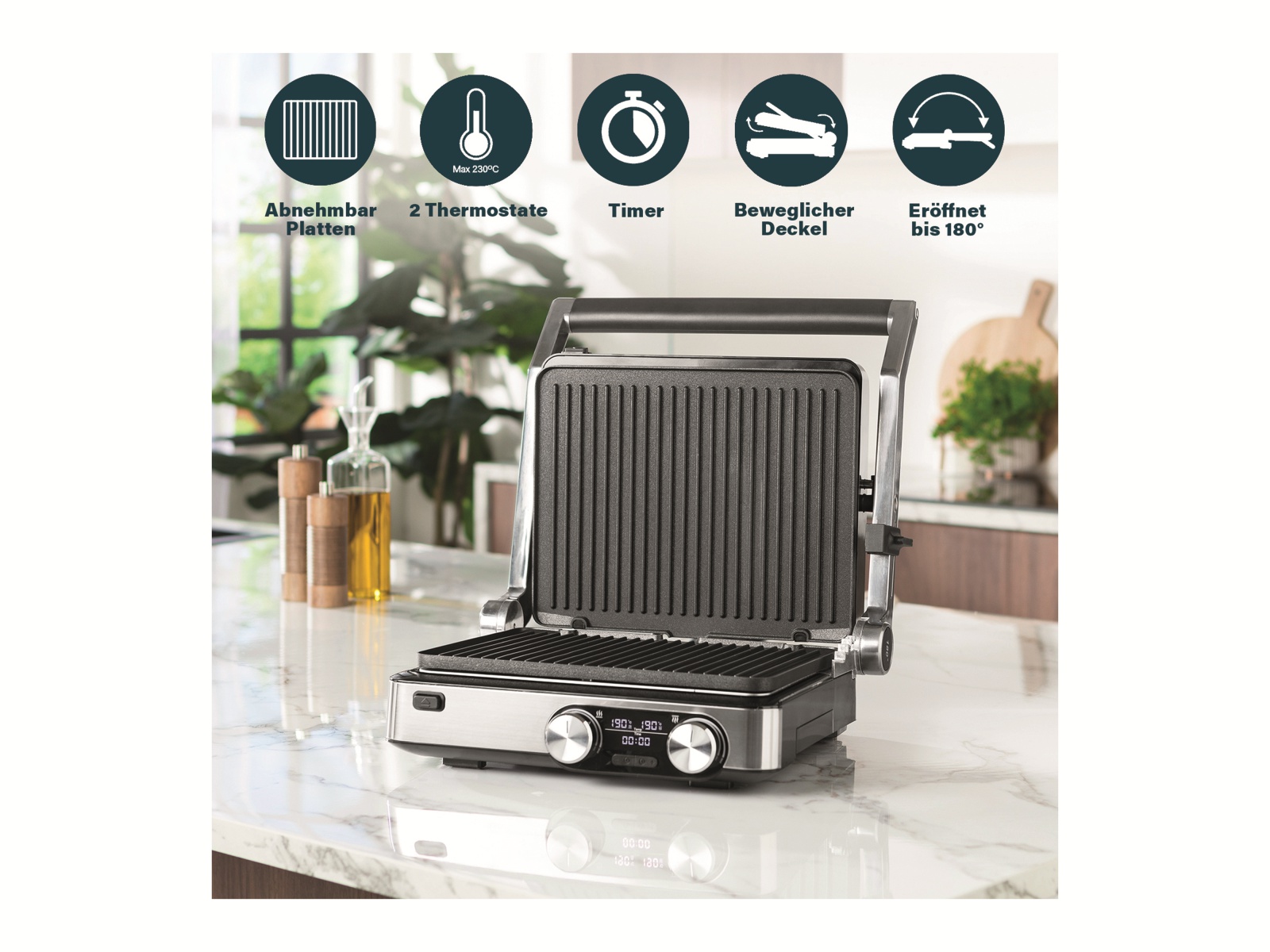 PRINCESS Kontaktgrill 117310 Grillmeister Pro, 2000 W