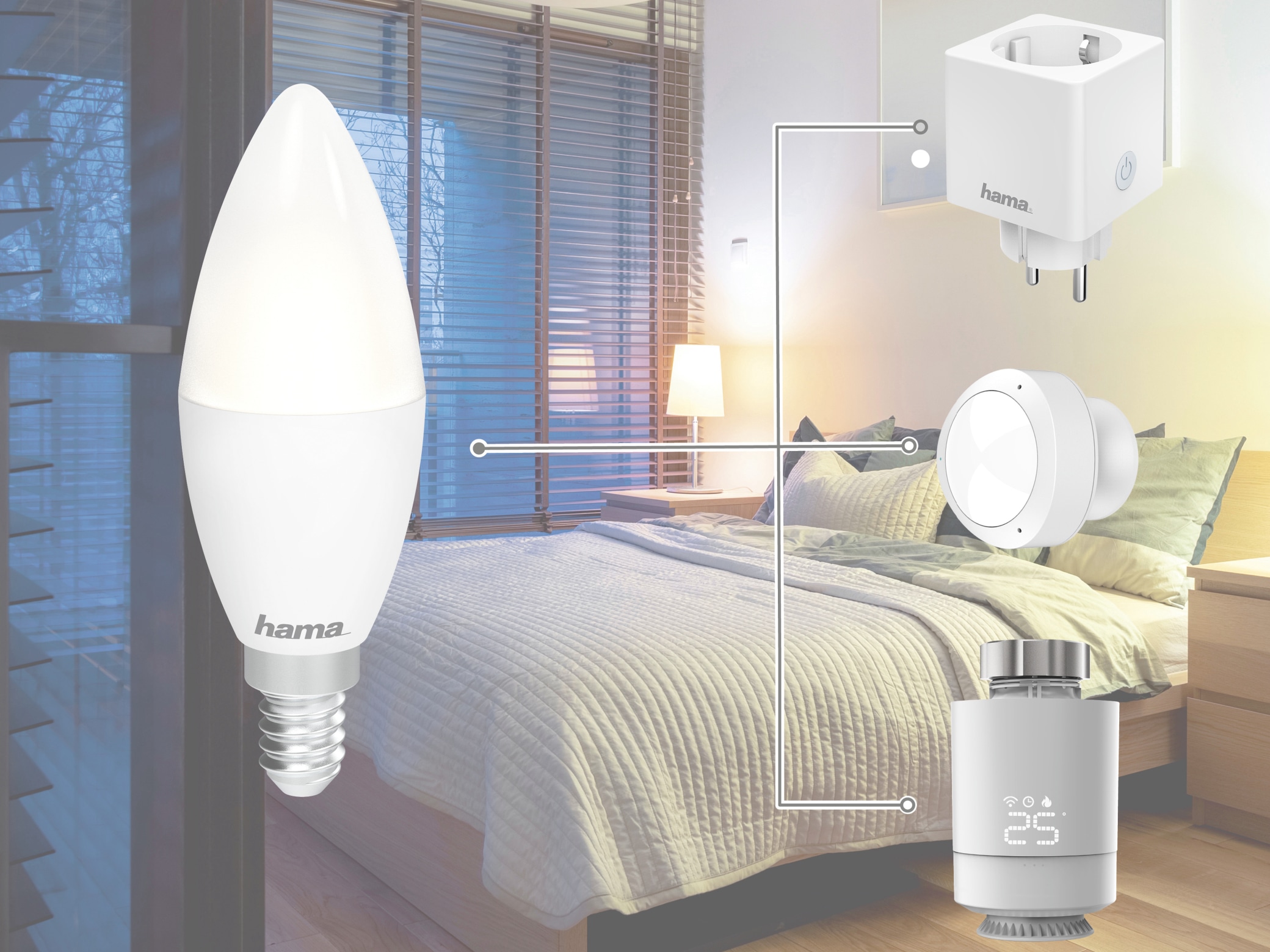 HAMA LED-Lampe, E14, EEK: F, 5,5 W, 470 lm, WLAN, dimmbar