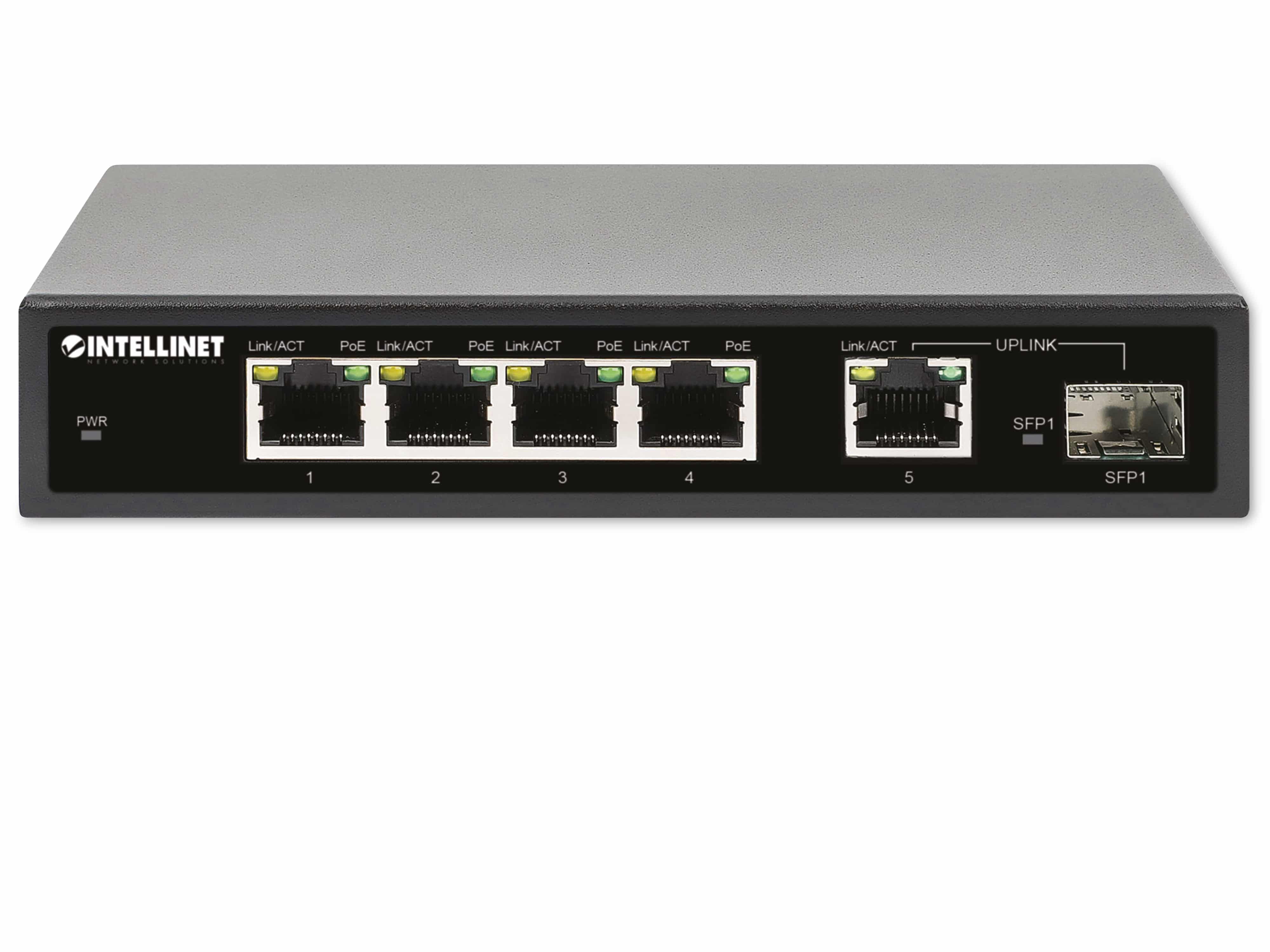 INTELLINET Netzwerk-Switch PoE+, 5-Port Gigabit