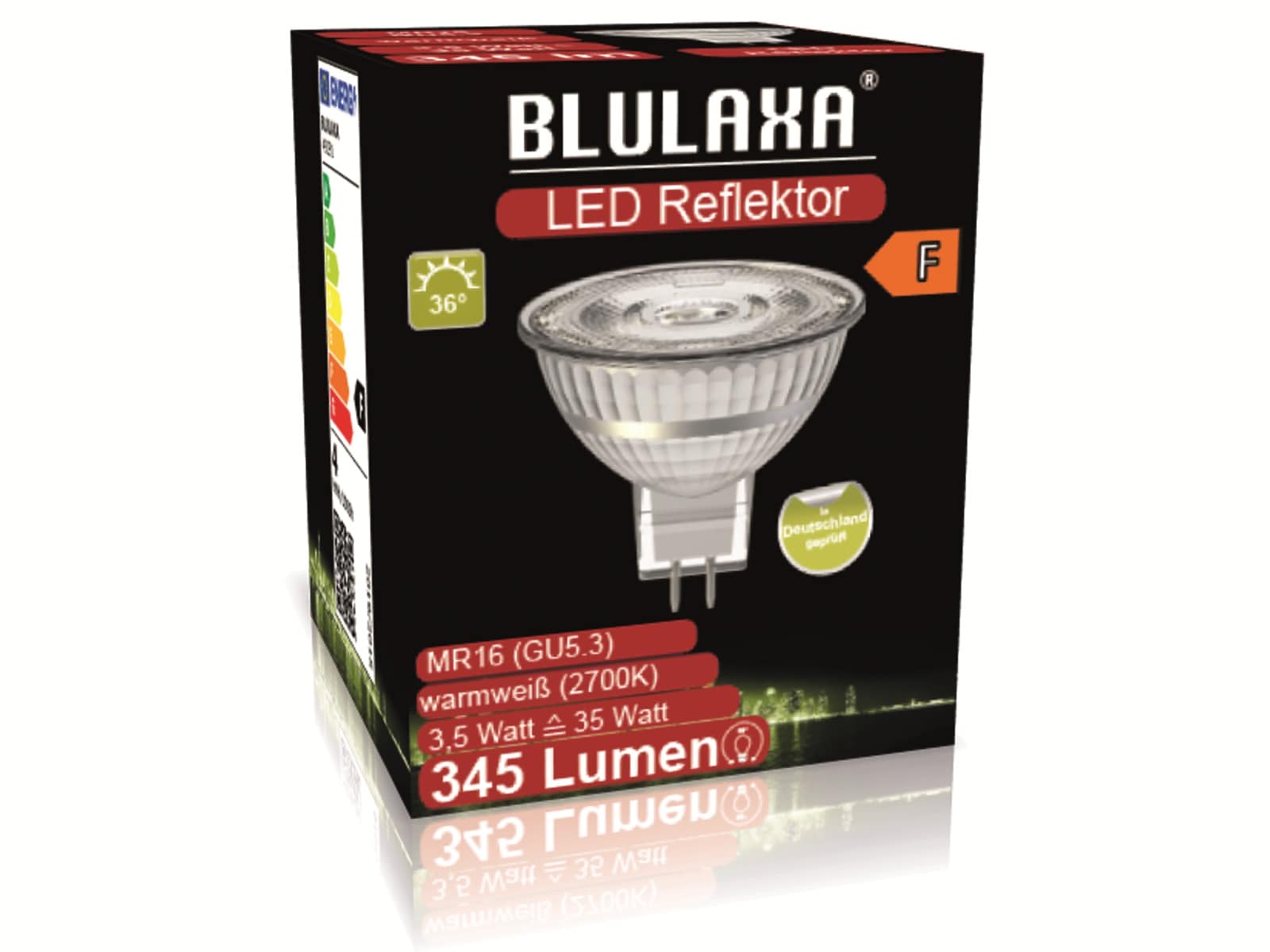 BLULAXA LED-SMD-Lampe, MR16, GU5.3, EEK: F, 3,5 W, 345 lm, 2700 K