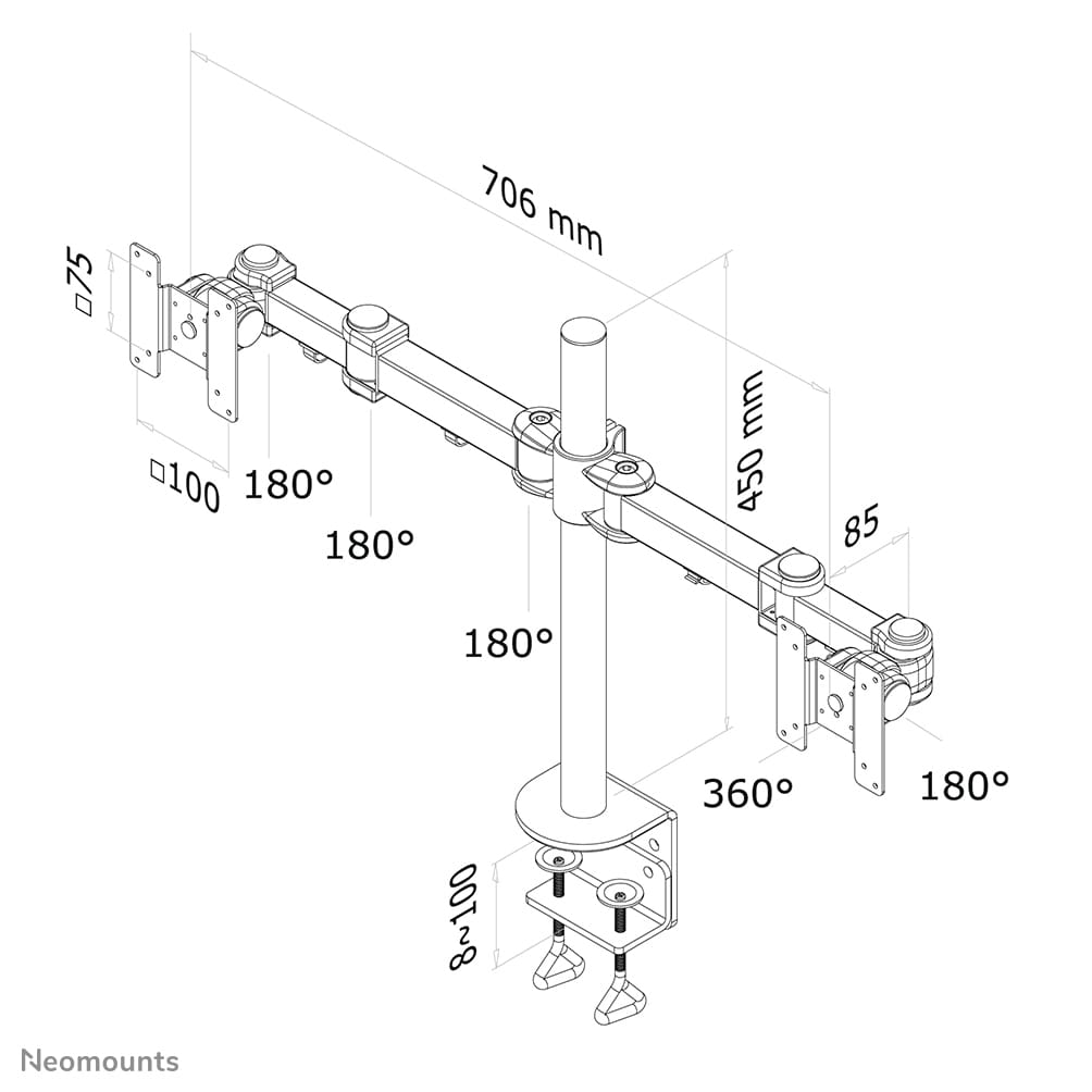 NEOMOUNTS by Newstar Tischhalterung 25,4 - 68,6 cm (10"-27"), max. 8 kg