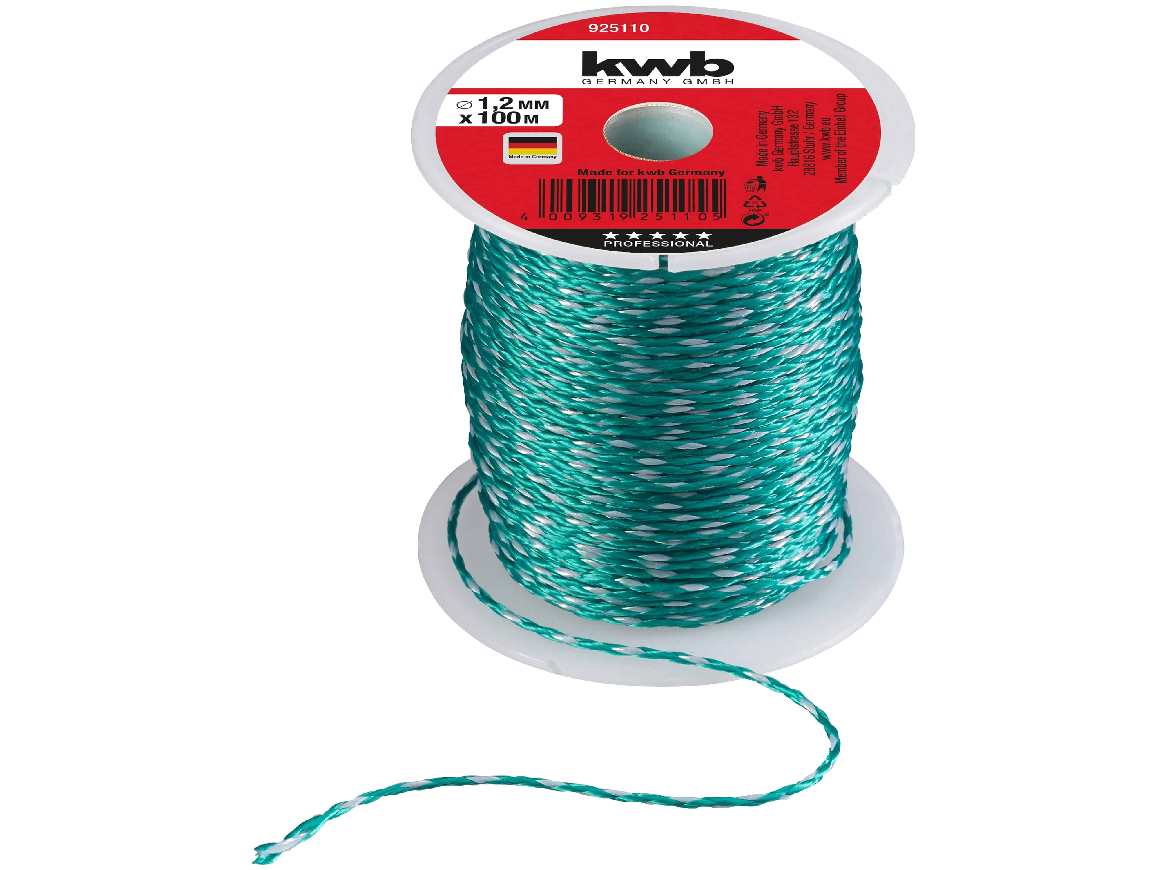 KWB Maurerschnur, 925110, 100 m, 1,2 mm, Nylon, grün