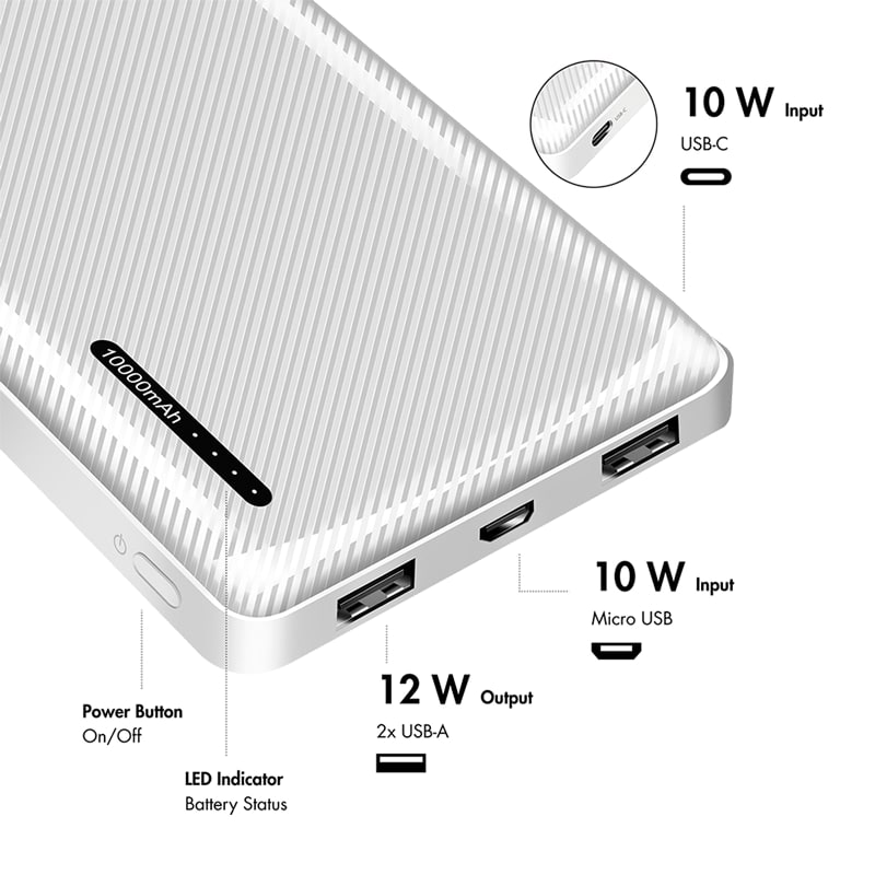 LOGILINK Powerbank PA0257W, weiß, 10.000 mAh