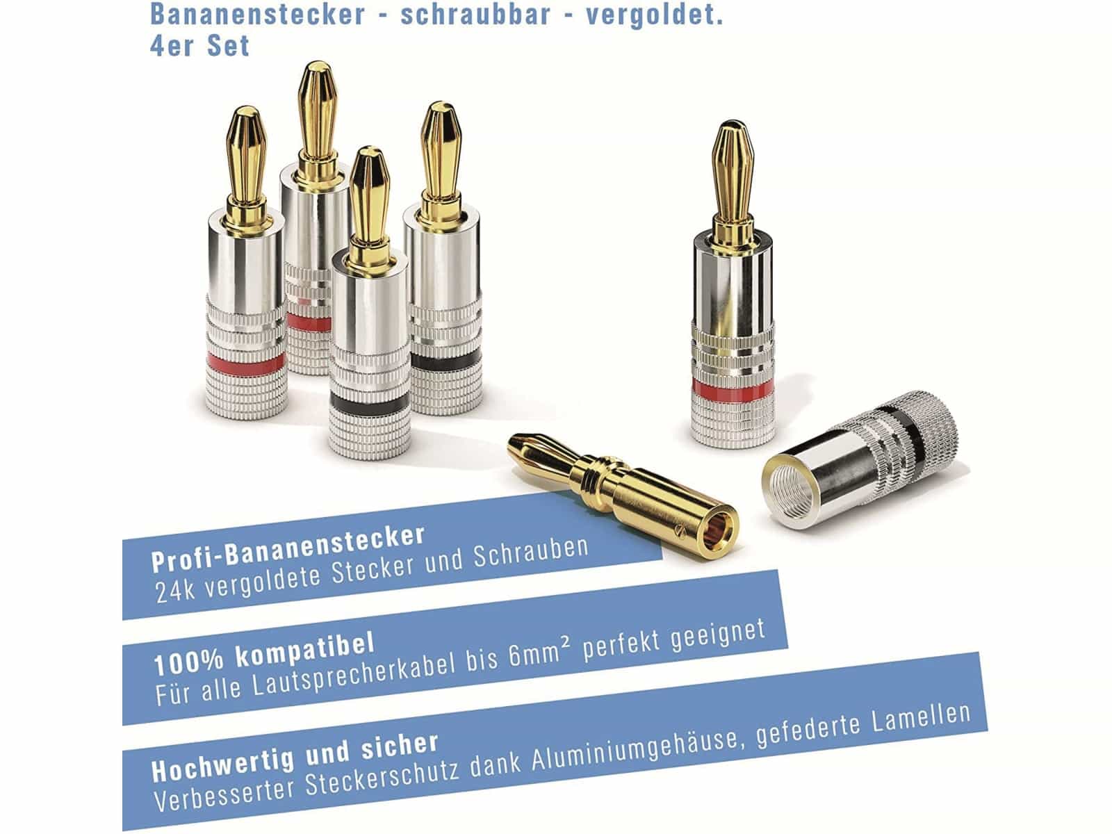 SONERO Bananenstecker-Set 4 Stück, schraubbar