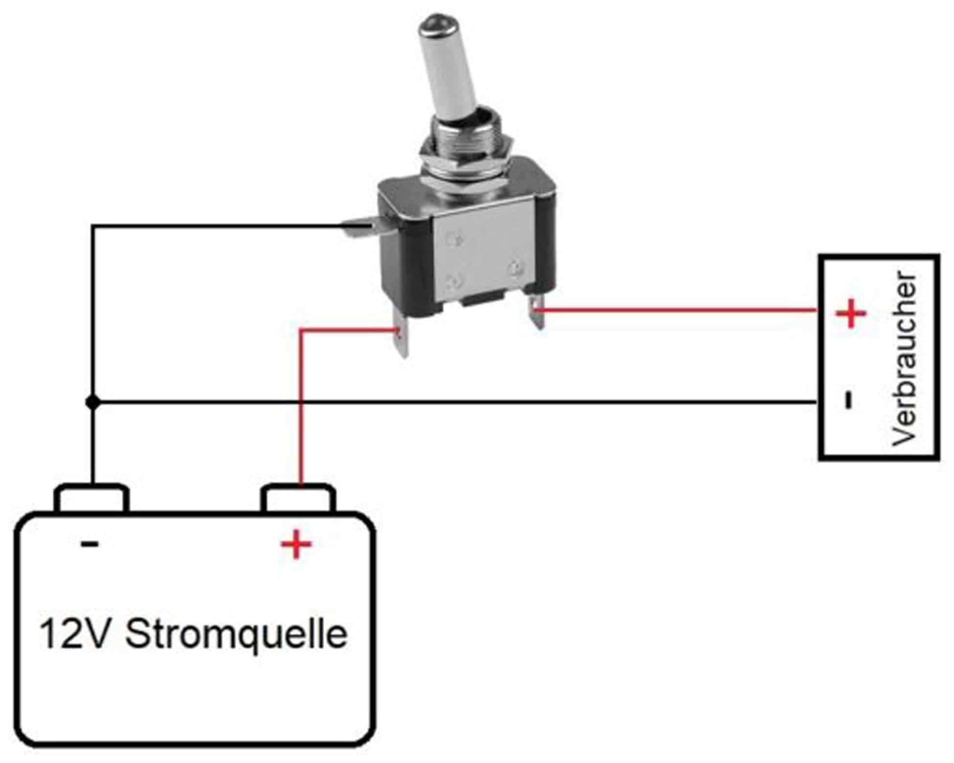 KFZ-Kippschalter, 12 V/20 A, Weiße LED Beleuchtung