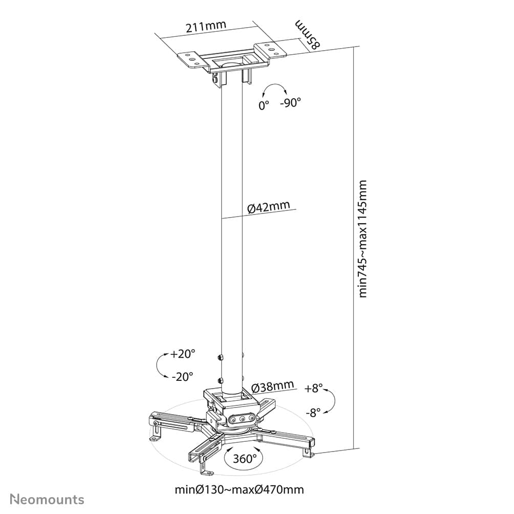 NEOMOUNTS by Newstar Deckenhalterung, schwarz, max. 35 kg