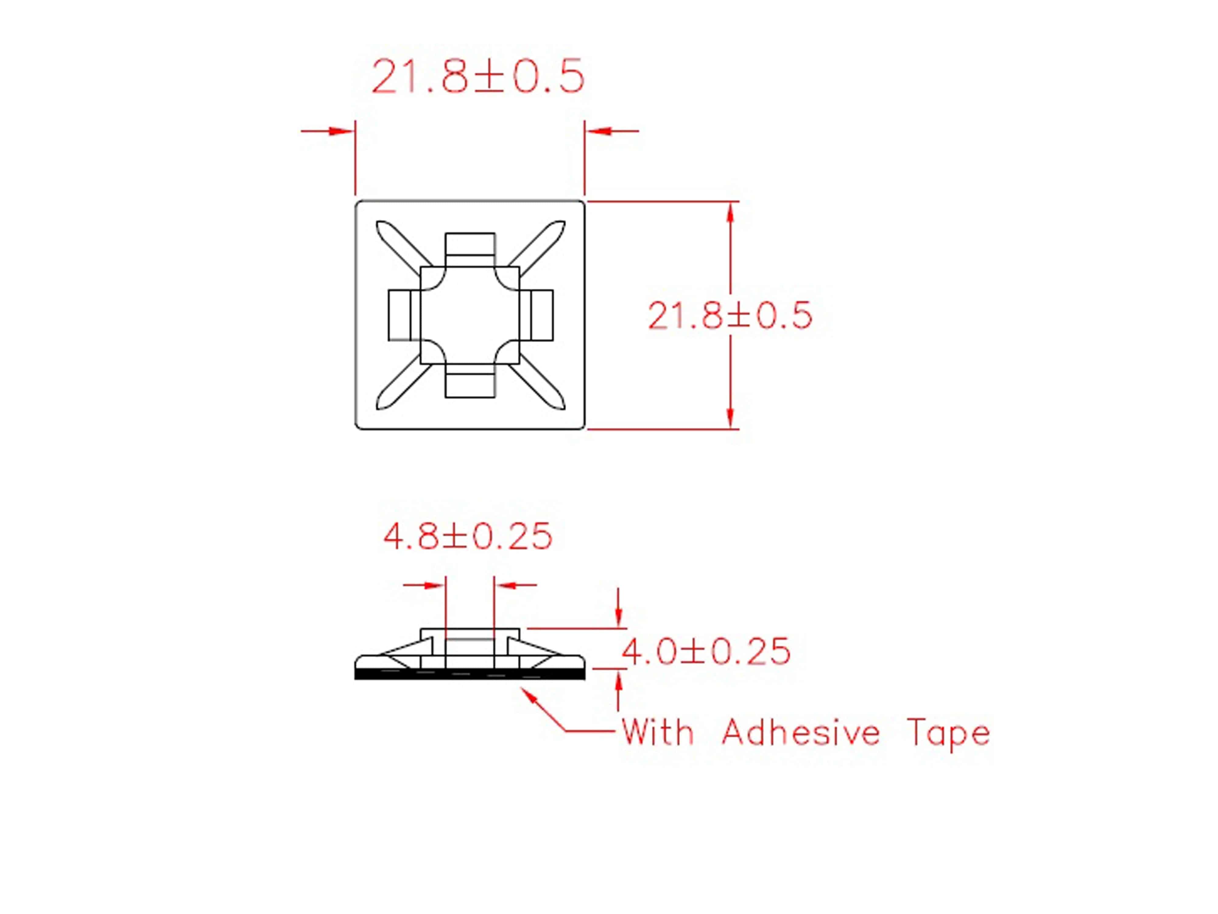 KSS Befestigungssockel selbstklebend Polyamid 6.6, Natur, L=21,8, B=21,8, 1 Stück