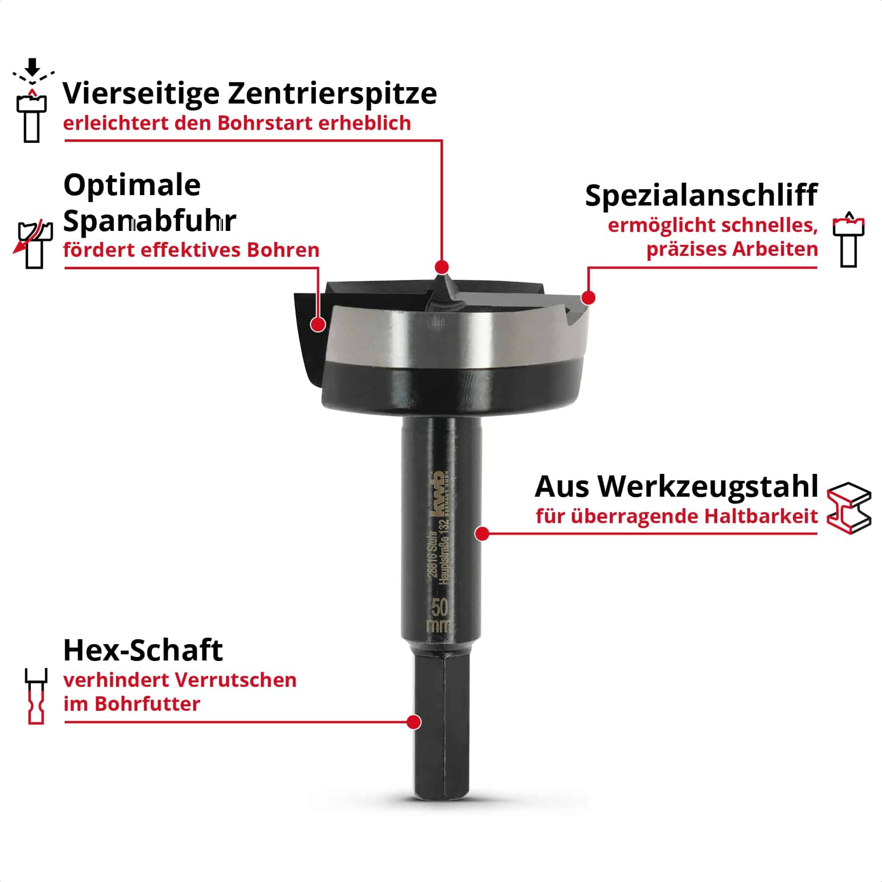 KWB Forstnerbohrer, 706450, 50 mm