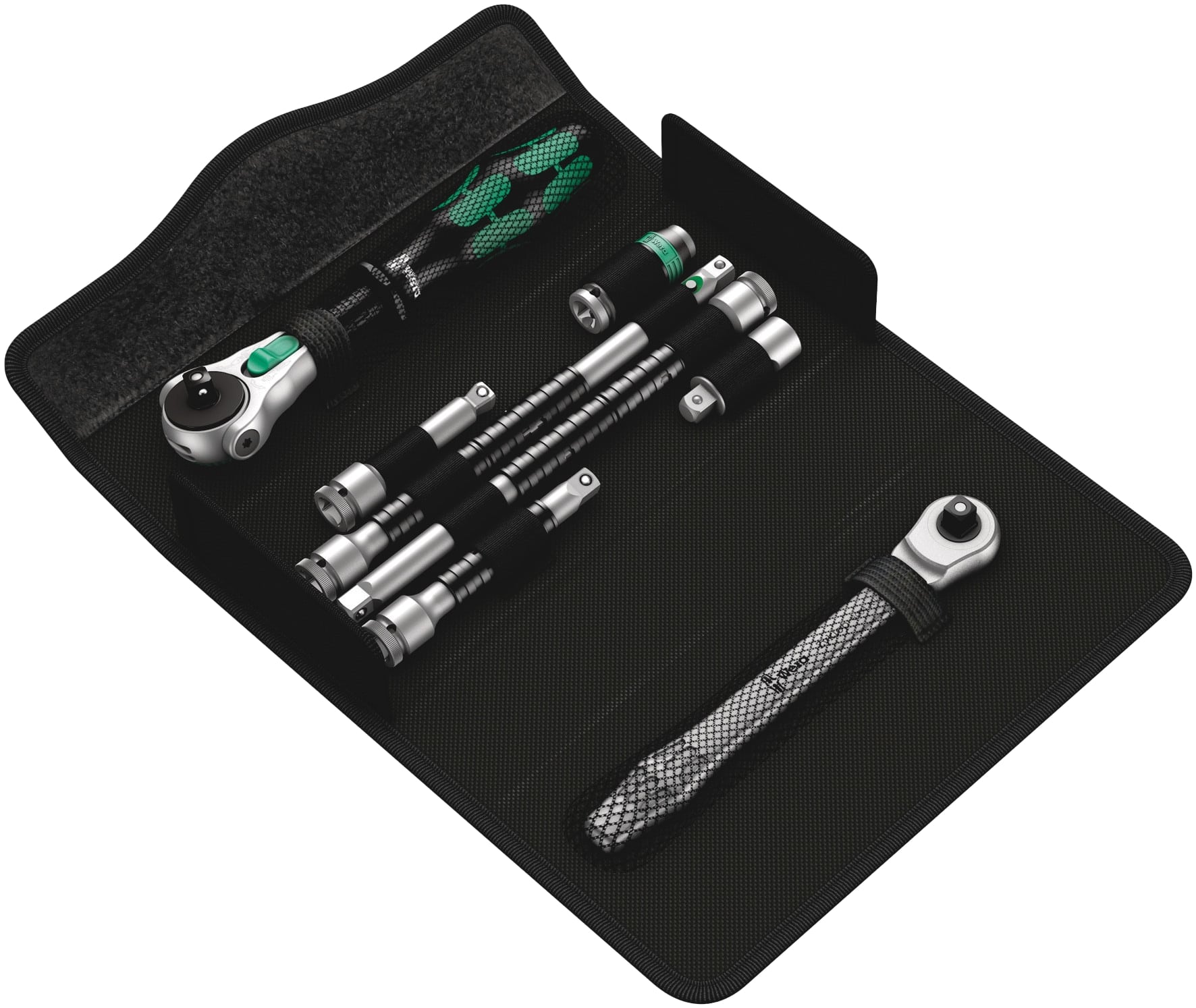 WERA Knarren-Set, 05135949001, Kraftform Kompakt Zyklop MS1, Metal/Speed, 1/4", 8‑teilig