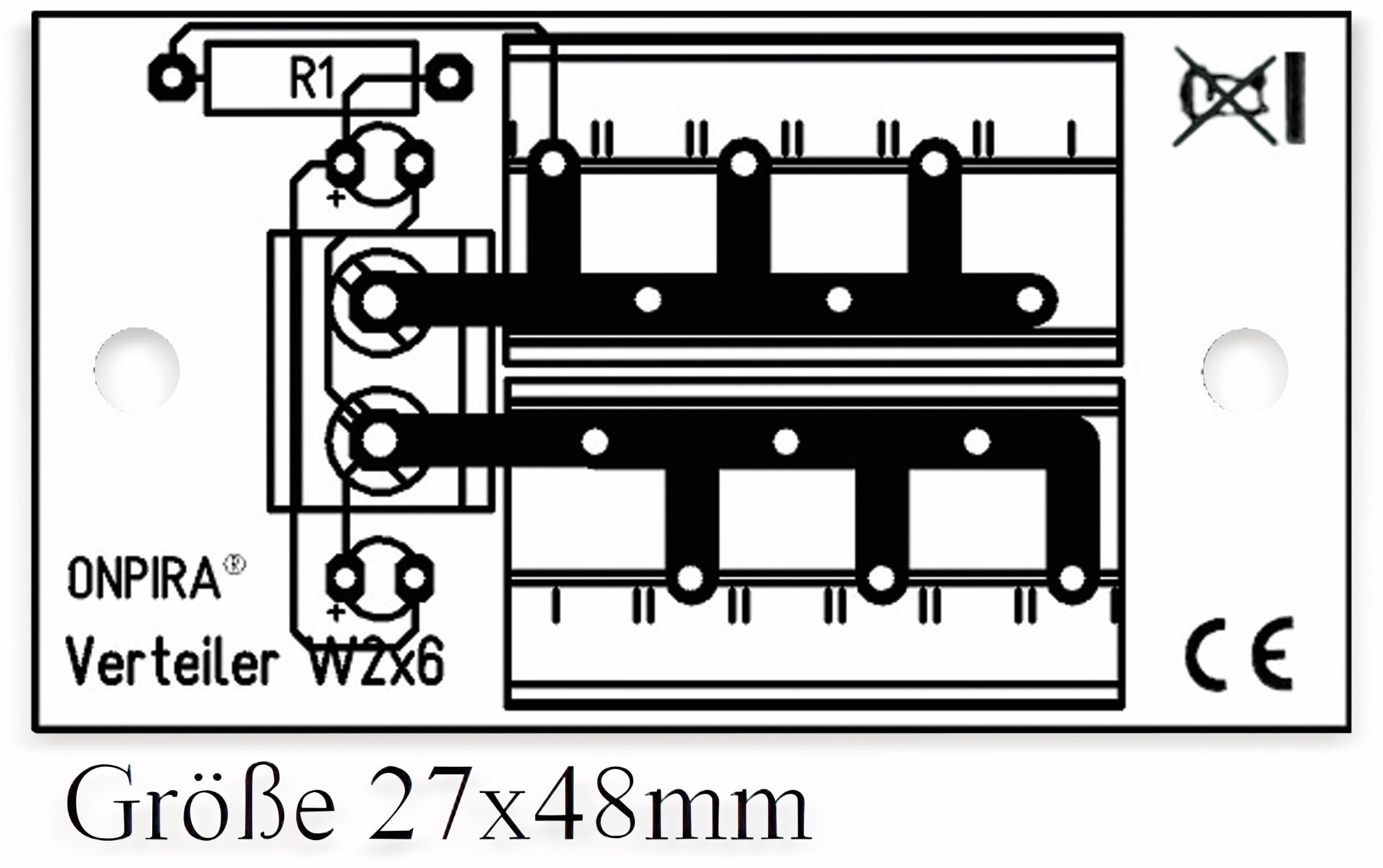 Stromverteiler 2x 6-polig, W2x6, mit Steckklemmen und Kontrollleuchten