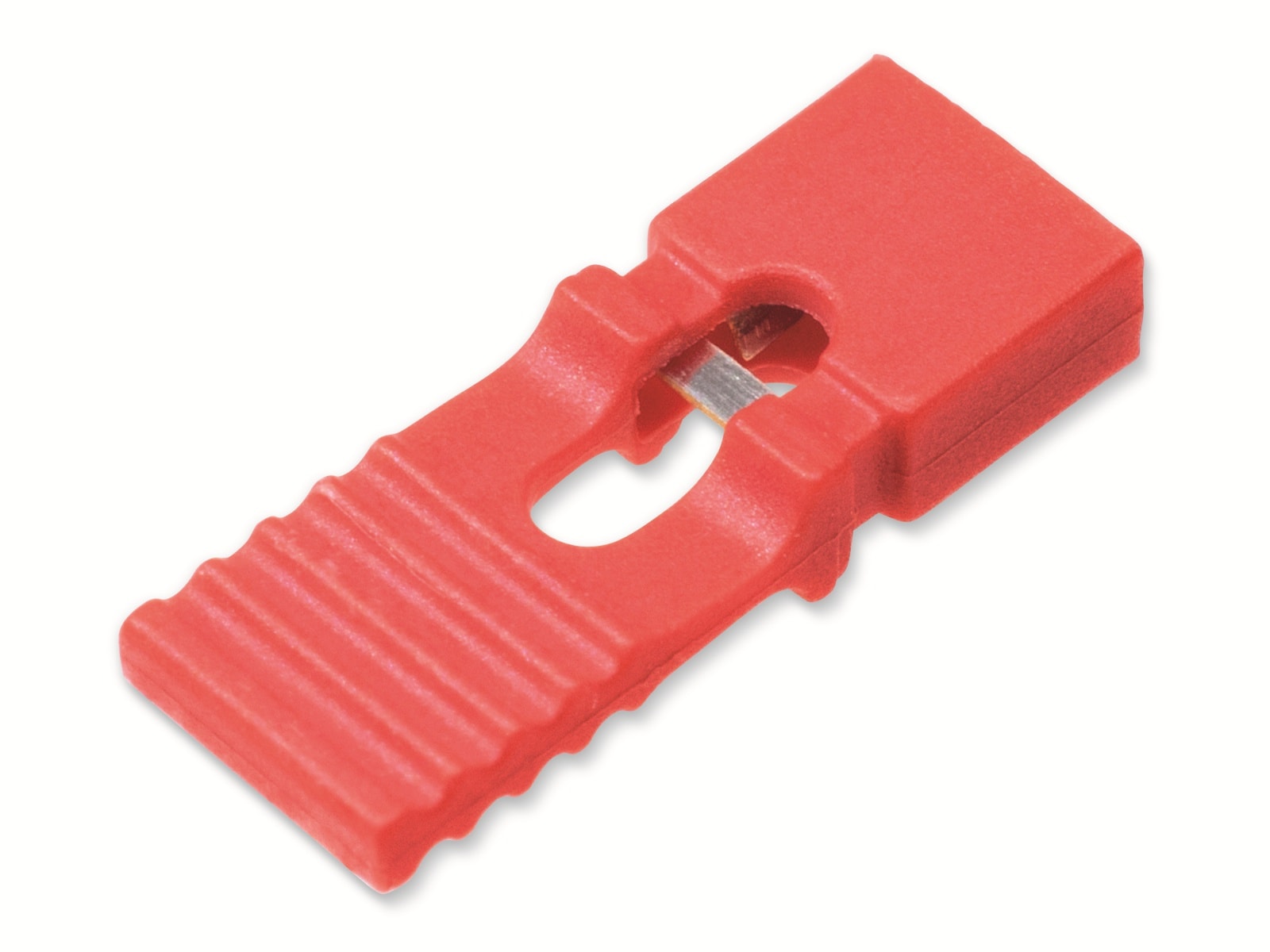 Kurzschlussbrücke / Jumper, rot, 2,54 mm, mit Grifflasche, 2 Pol