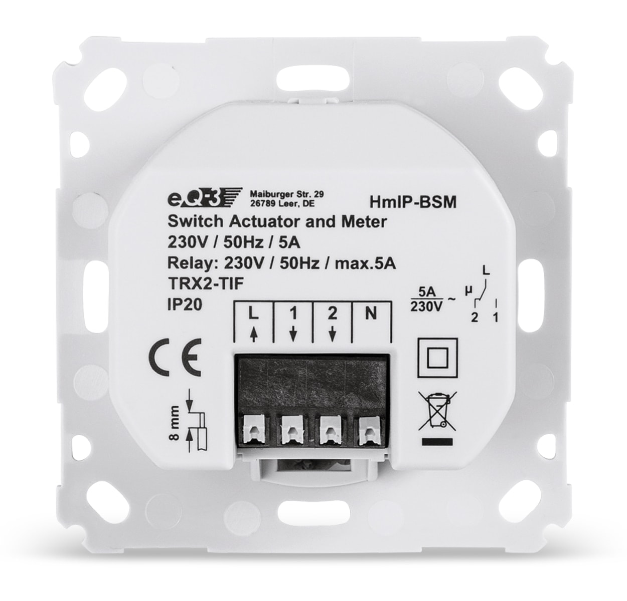 HOMEMATIC IP Smart Home 142720A0 Schalt-Mess-Aktor, 5 A, Unterputz