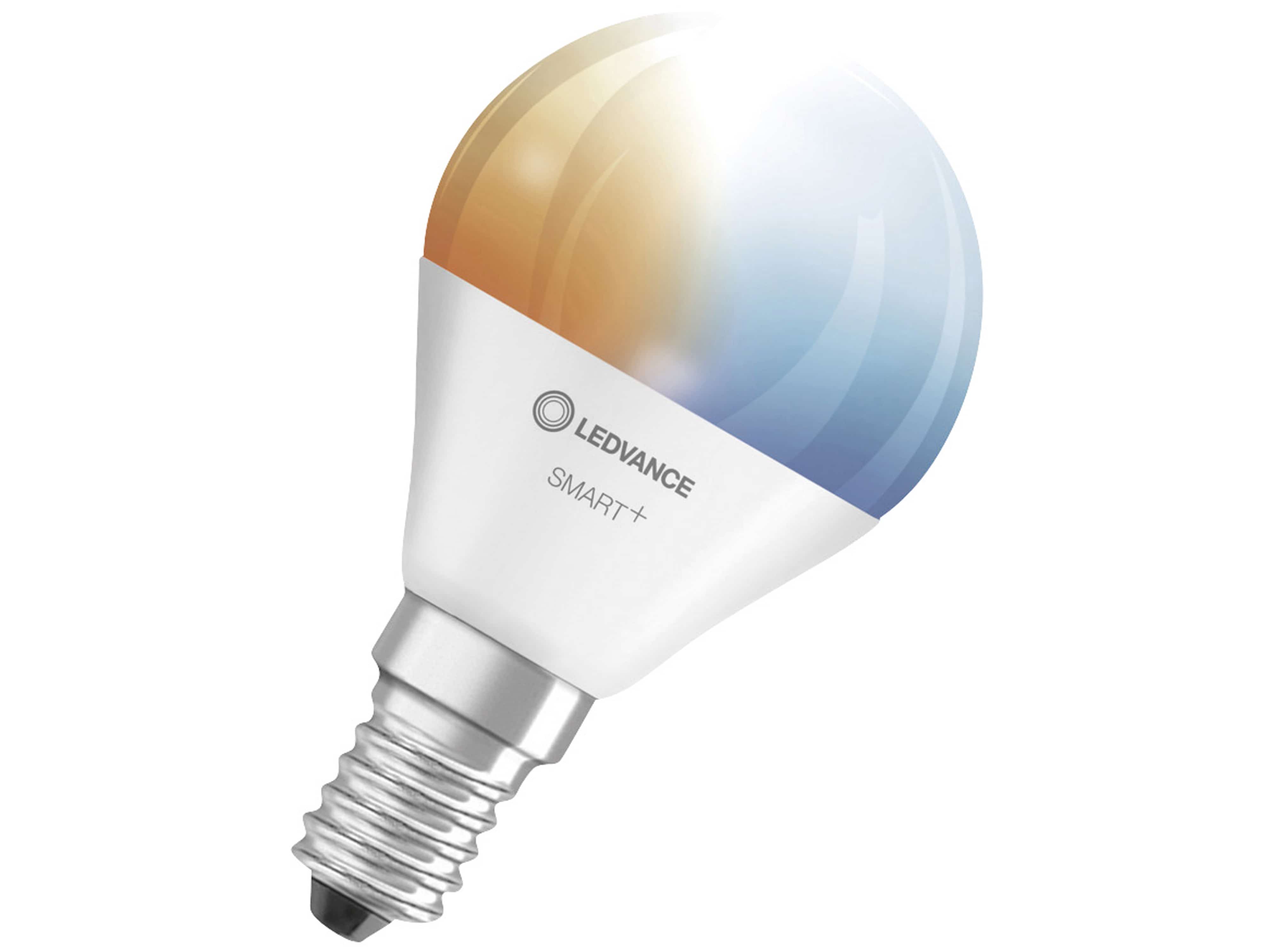 LEDVANCE LED-Lampe SMART+ WiFi Mini bulb, P46, E14, EEK: F, 4,9 W, 470 lm, 2700…6500 K, Smart, 3 St.