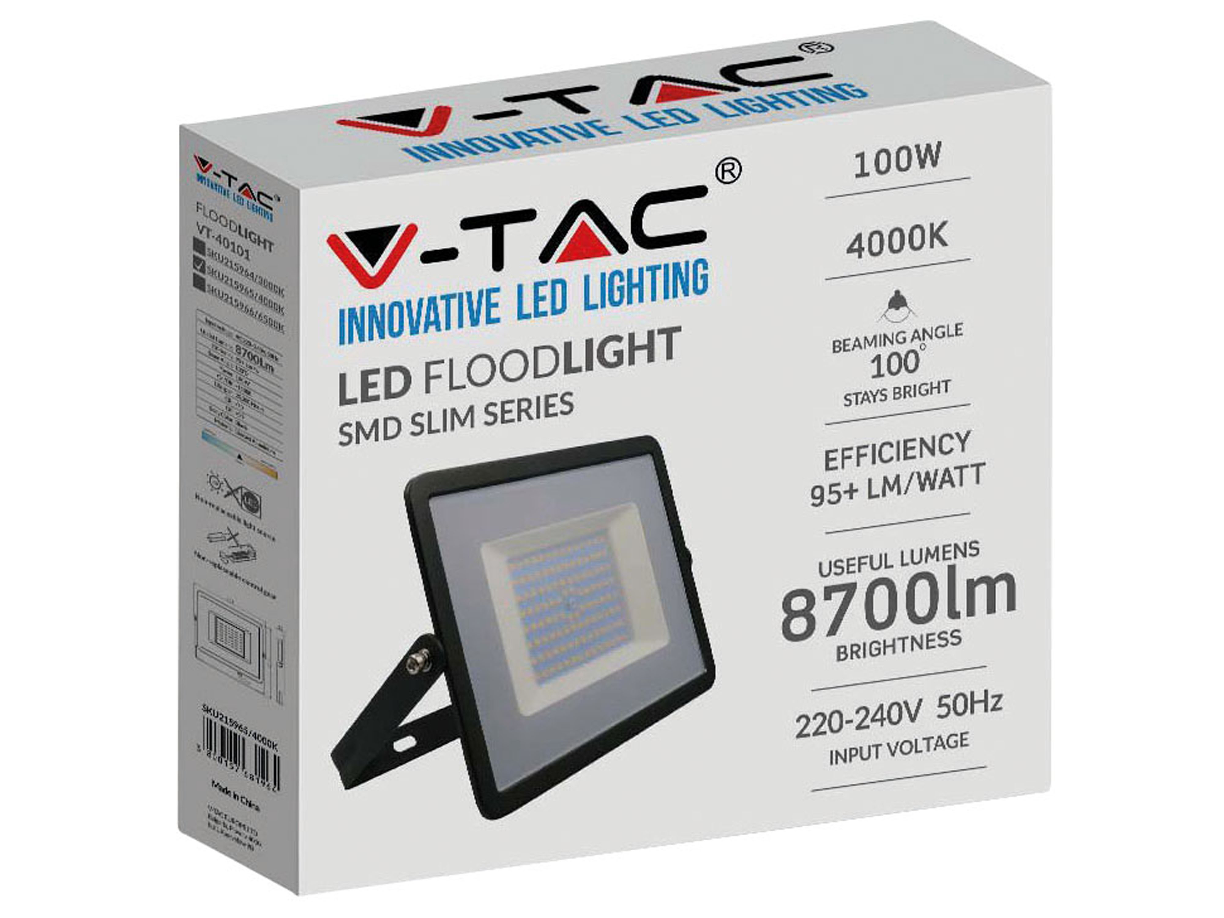 V-TAC LED-Fluter VT-40101, 100W, 8700lm, 4000K, IP65