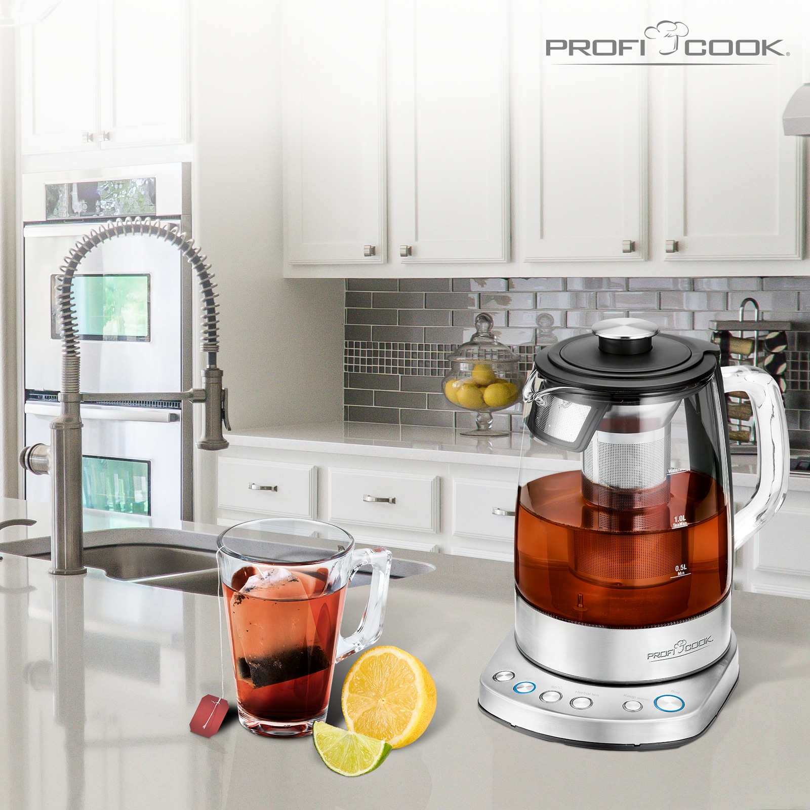 PROFI COOK Tee-/Wasserkocher PC-WKS 1167 G inox, 1,5 L, 2200 W, WiFi, Glas