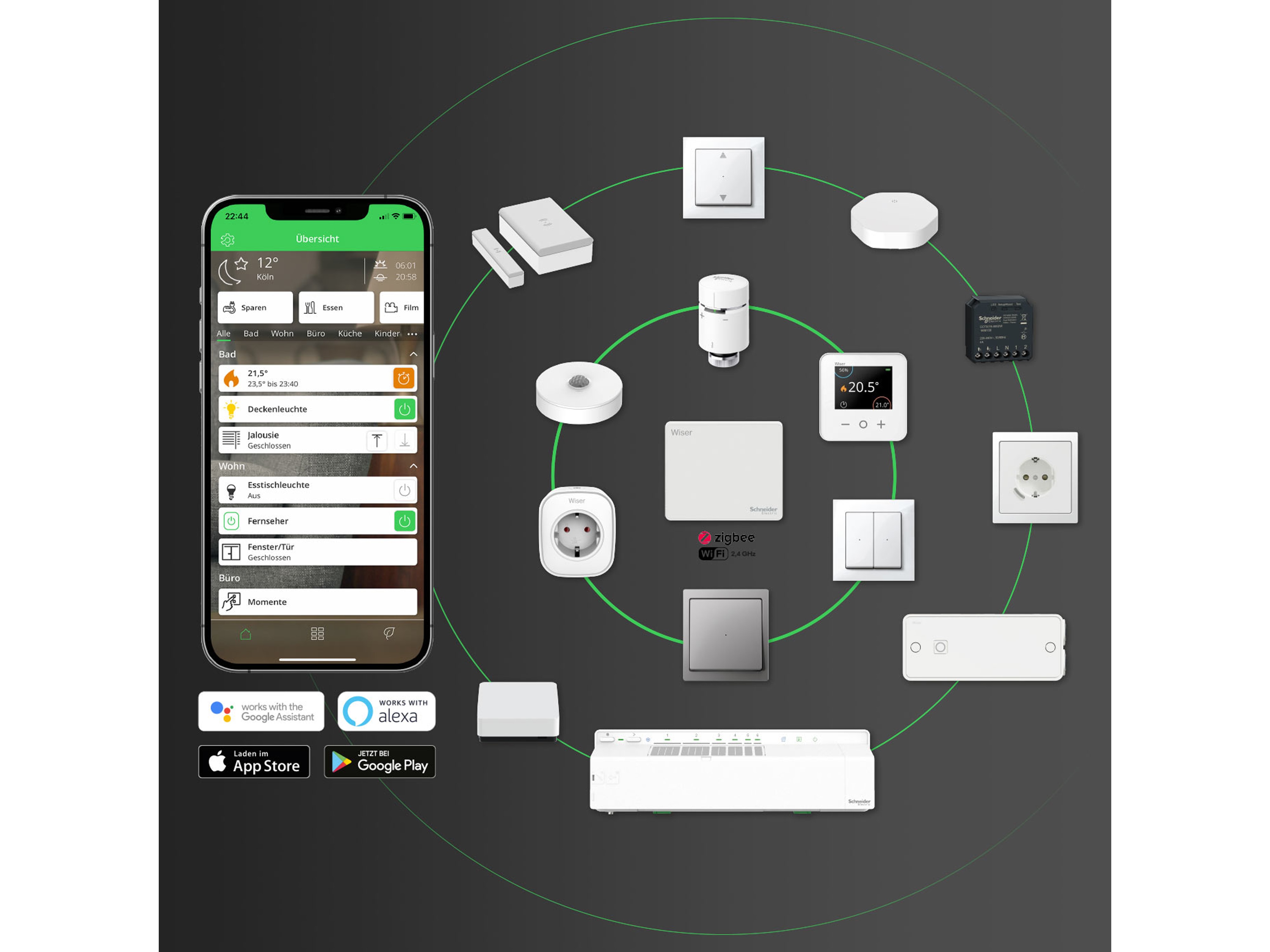 SCHNEIDER ELECTRIC Smart Home Wiser Raumthermostat CCTFR6400