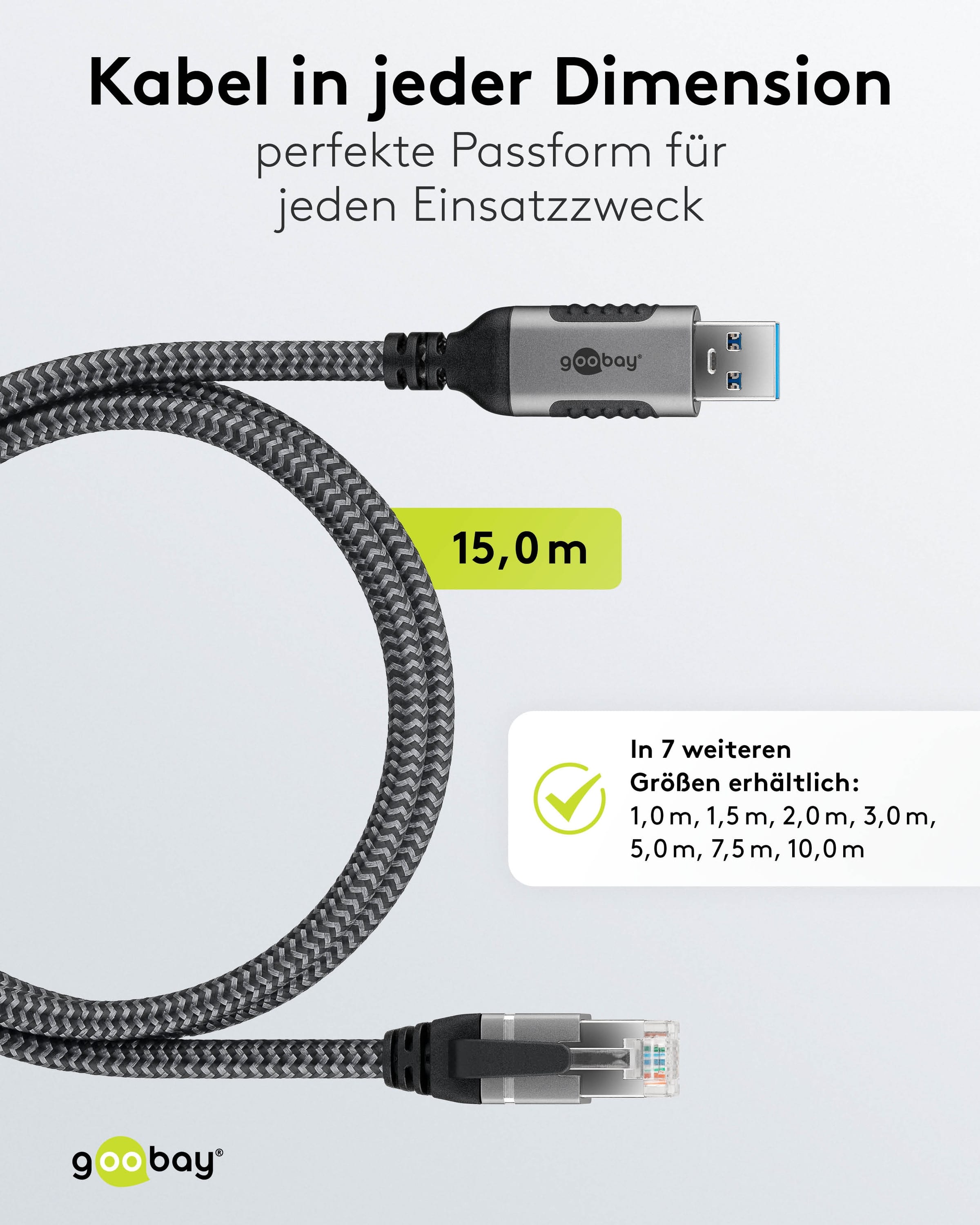 GOOBAY Ethernet-Kabel CAT6 USB-A 3.0 auf RJ45 15m