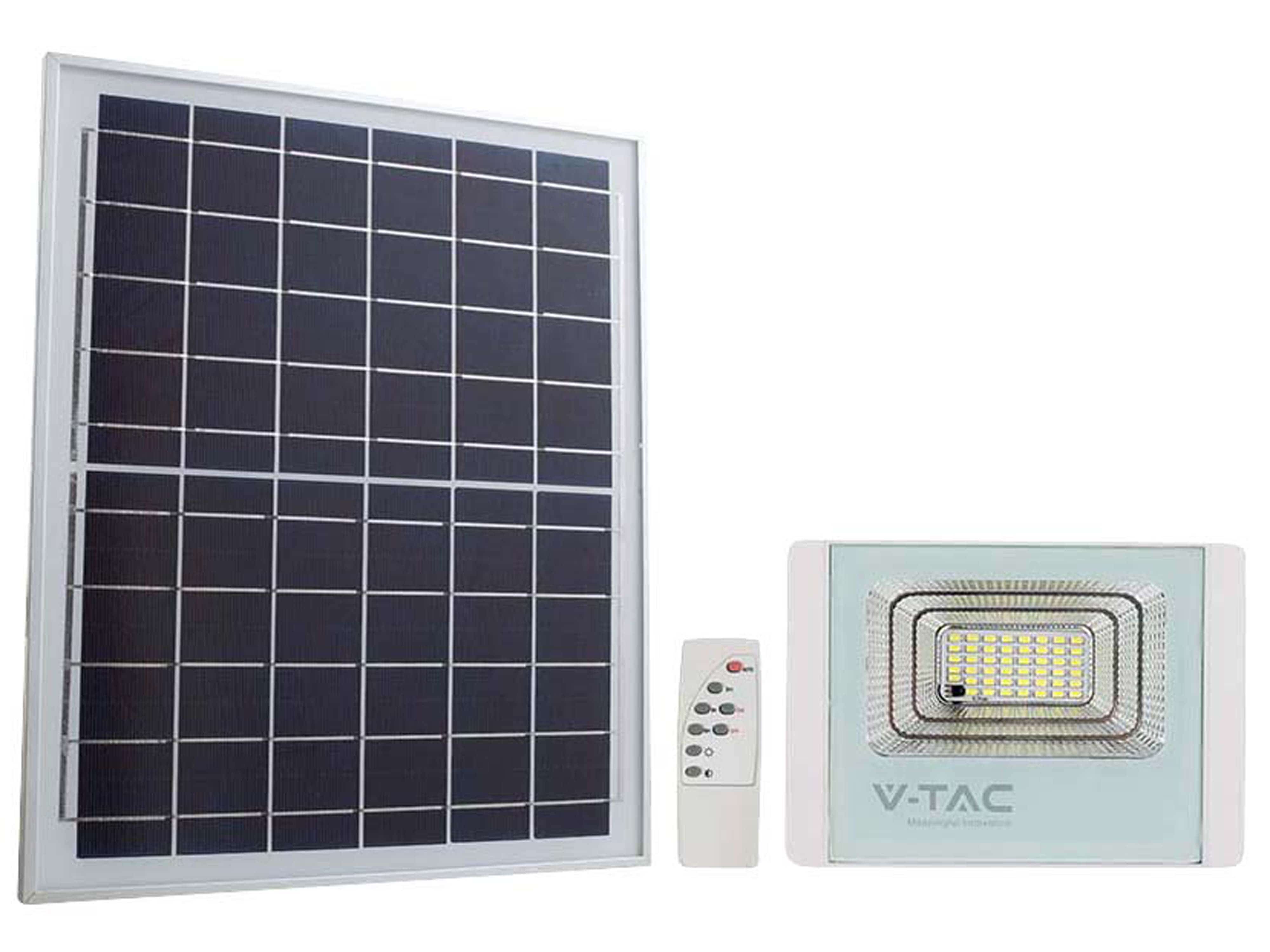 V-TAC Solar LED-Fluter VT-25W, 12 W, 6400 K, mit Panel + Fernbedienung