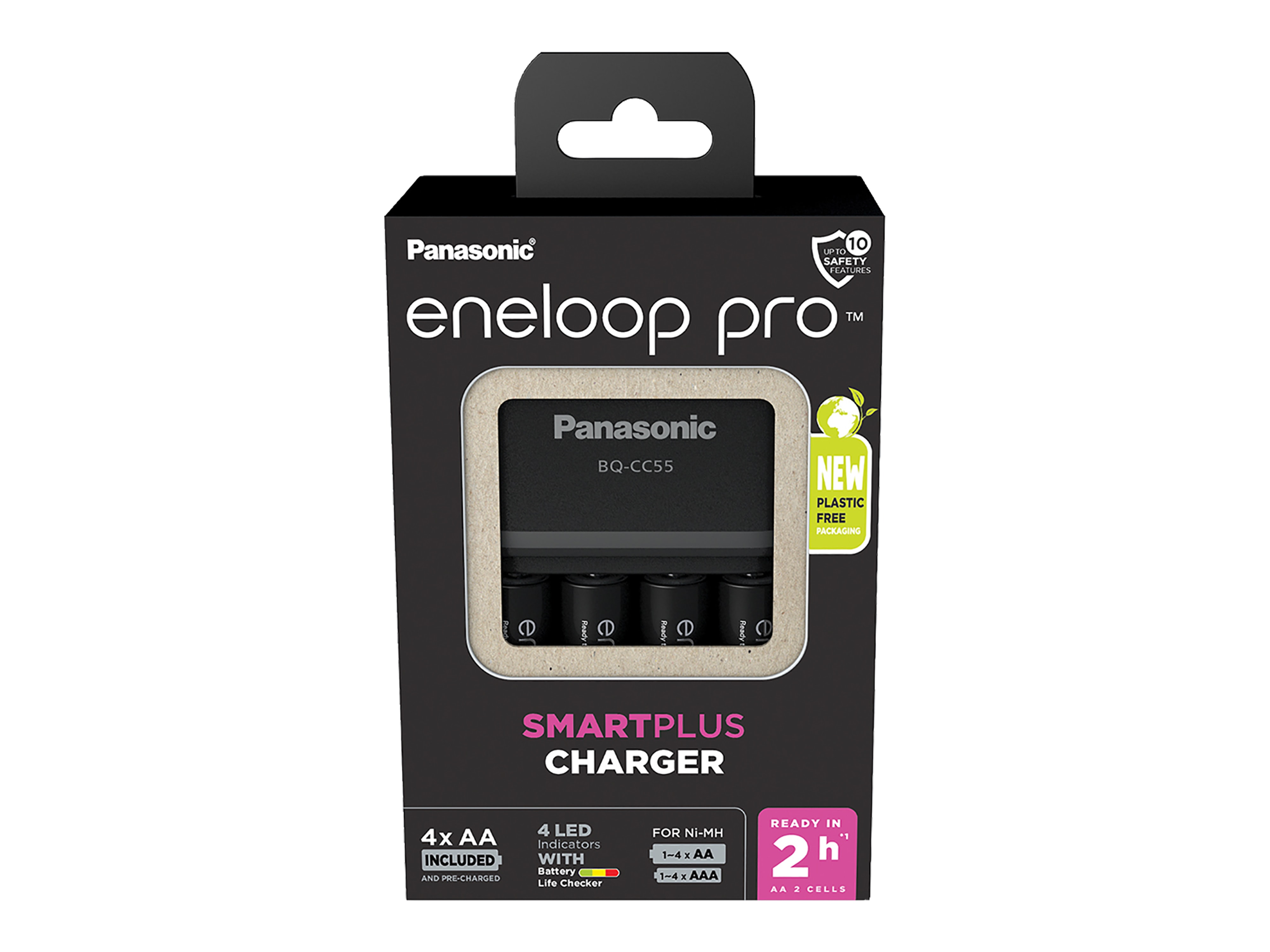 PANASONIC eneloop Universal-Ladegerät BQ CC55, + 4x Mignon Akku, 2500mAh