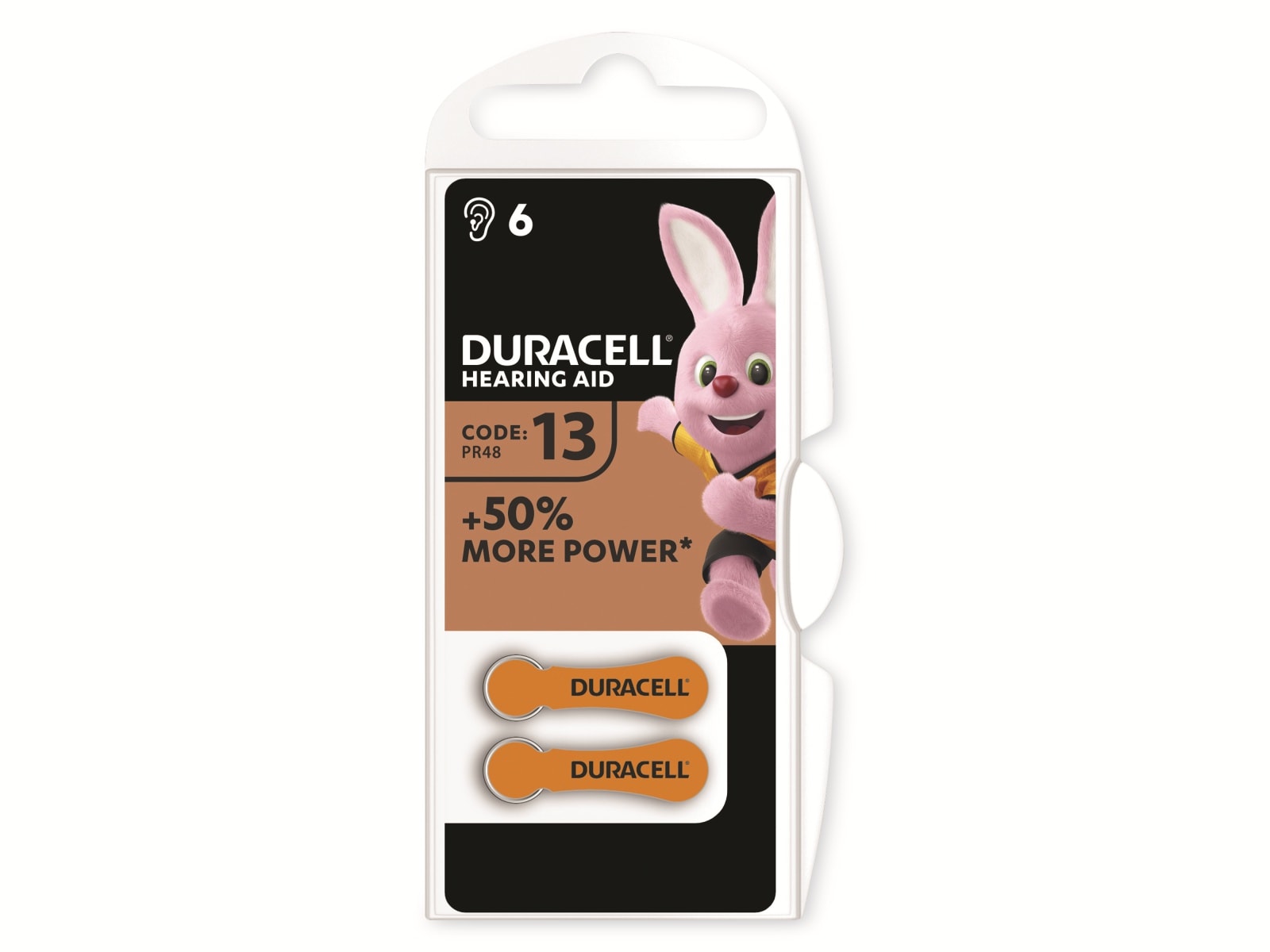 DURACELL Zinc Air-Knopfzelle Typ 13, 1.4V, Easy Tab, 6 Stück