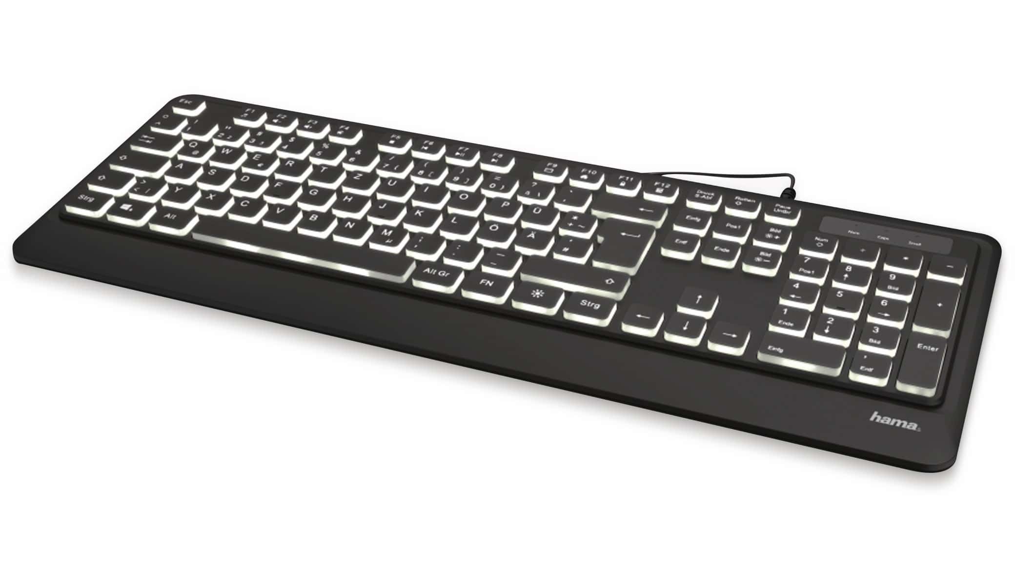 HAMA USB-Tastatur KC-550, Beleuchtet, schwarz