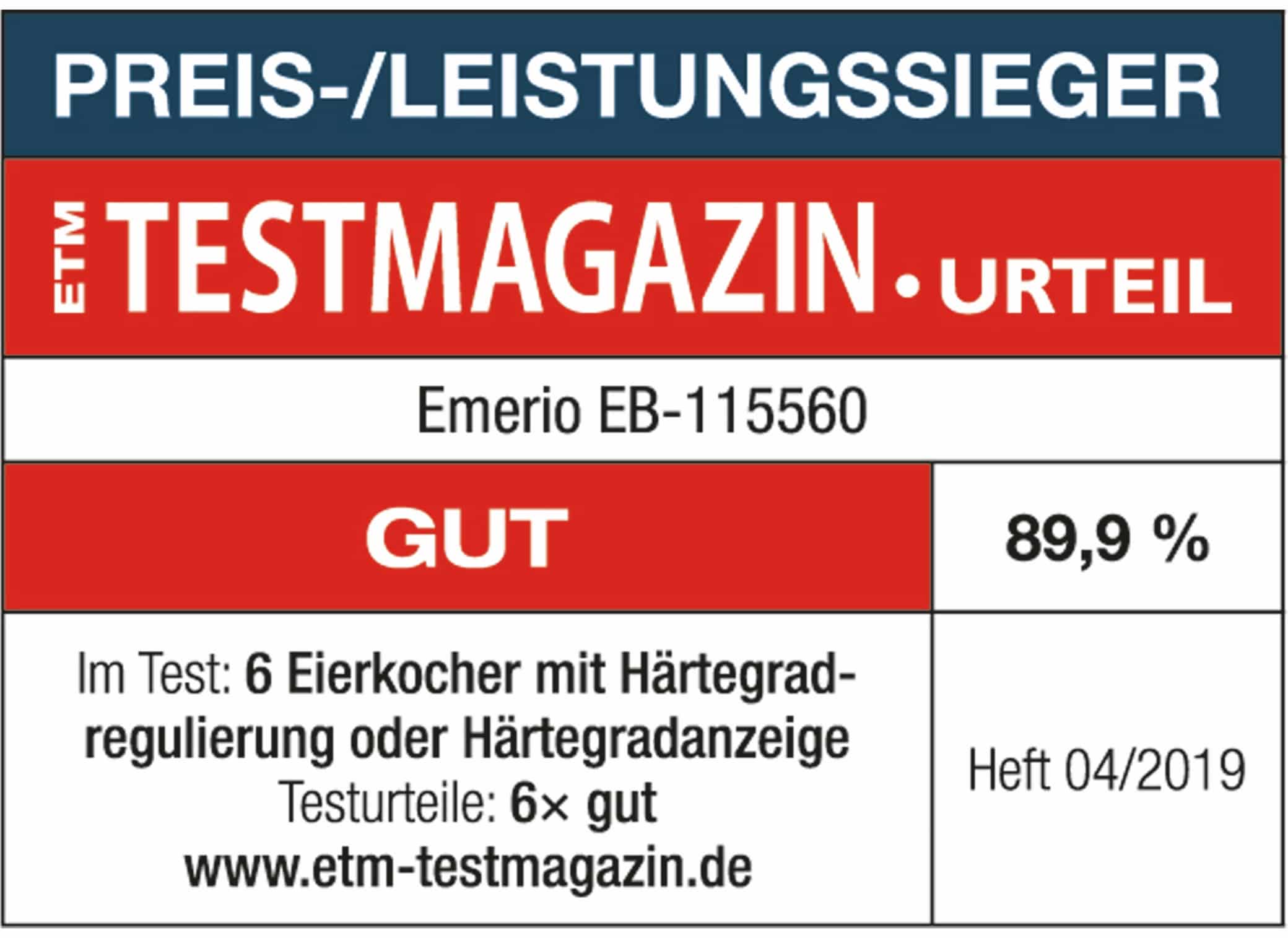 EMERIO Eierkocher EB-115560.12, 6 Eier, 400 Watt, Sprachausgabe, weiß