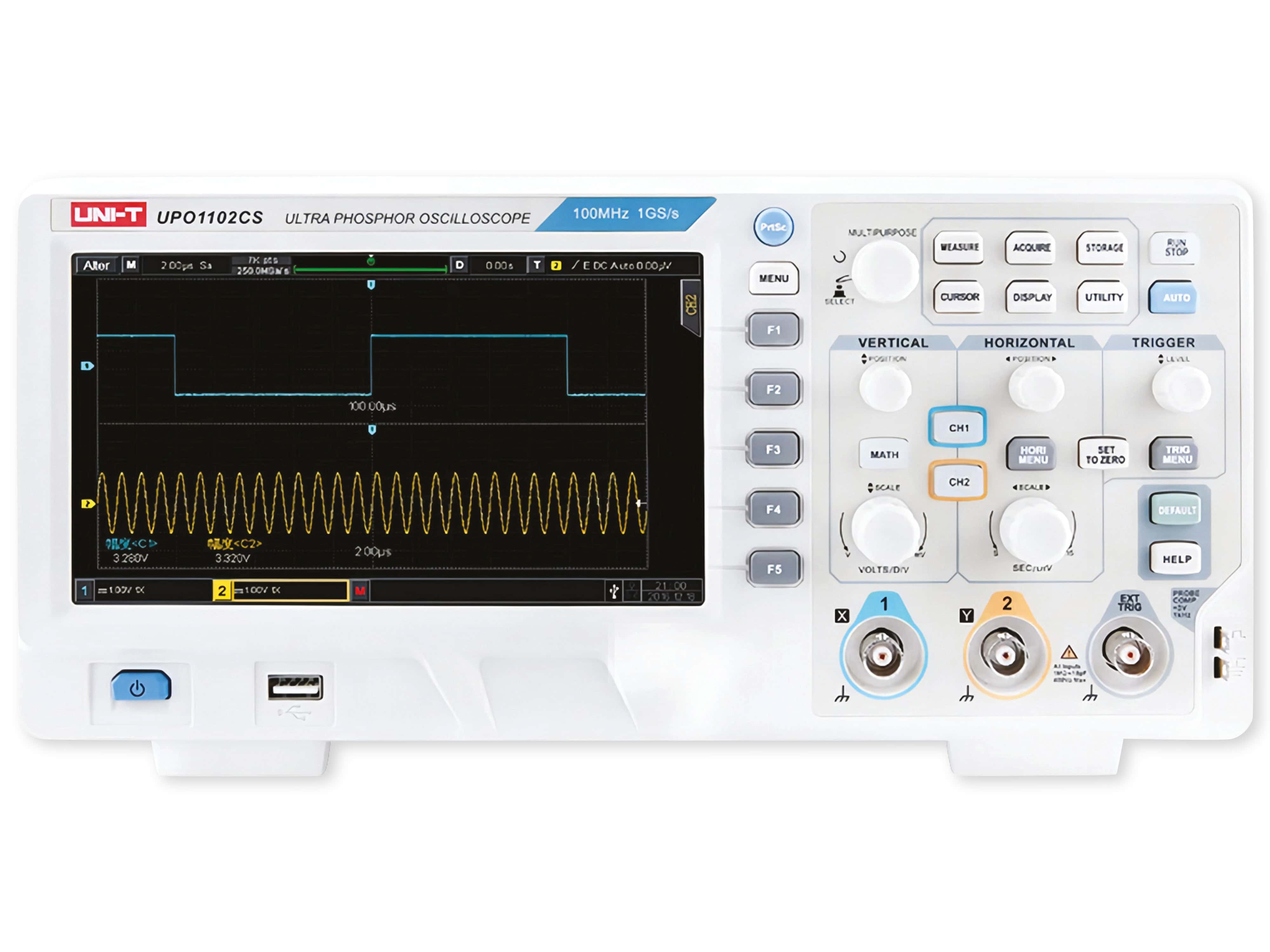 UNI-T Phosphor-Speicher-Oszilloskop UPO1102CS, 2 Kanal, 100 MHz