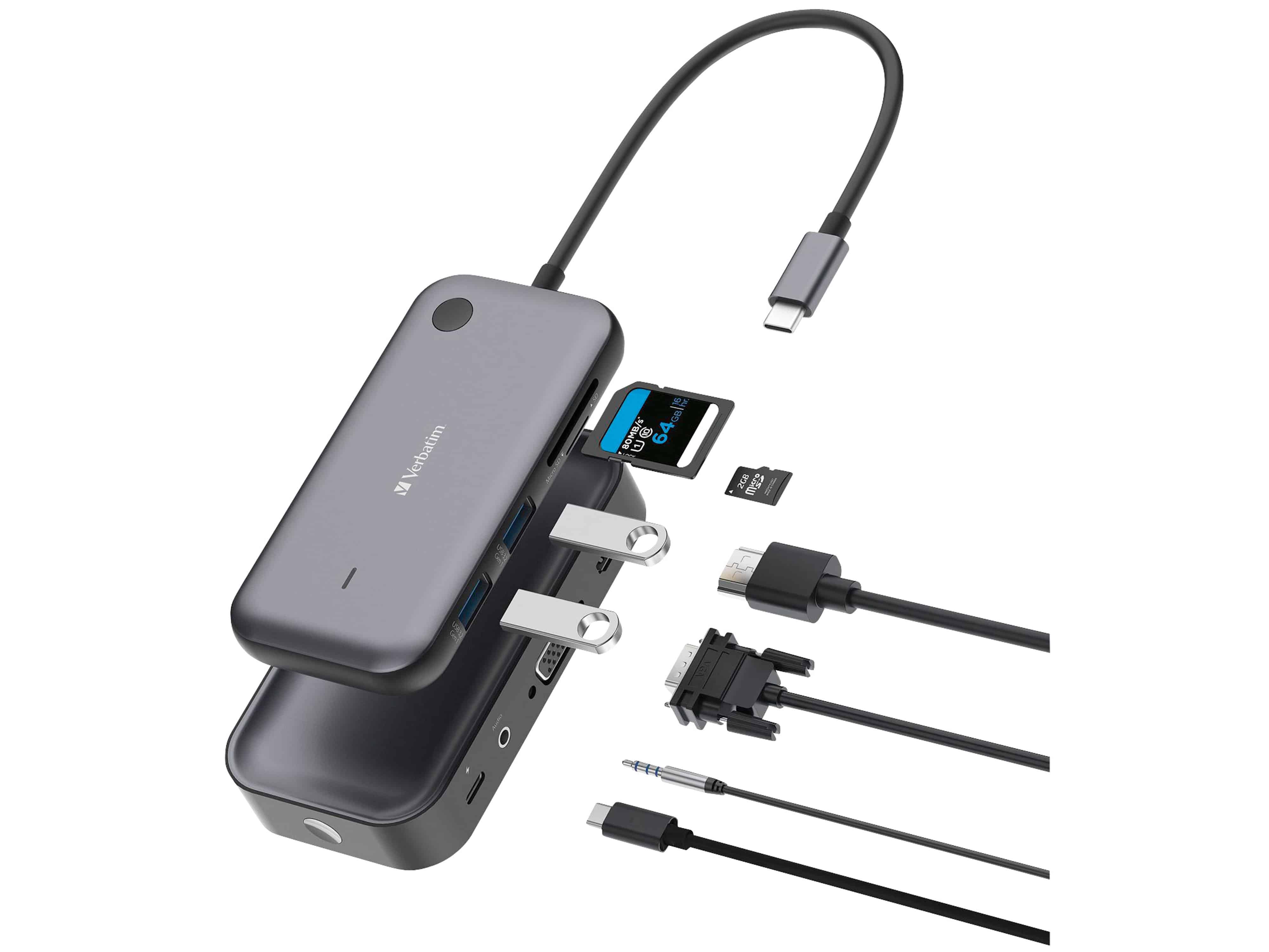 VERBATIM USB-C-Monitor-Adapter Share My Screen 1080p mit Hub WDA-01