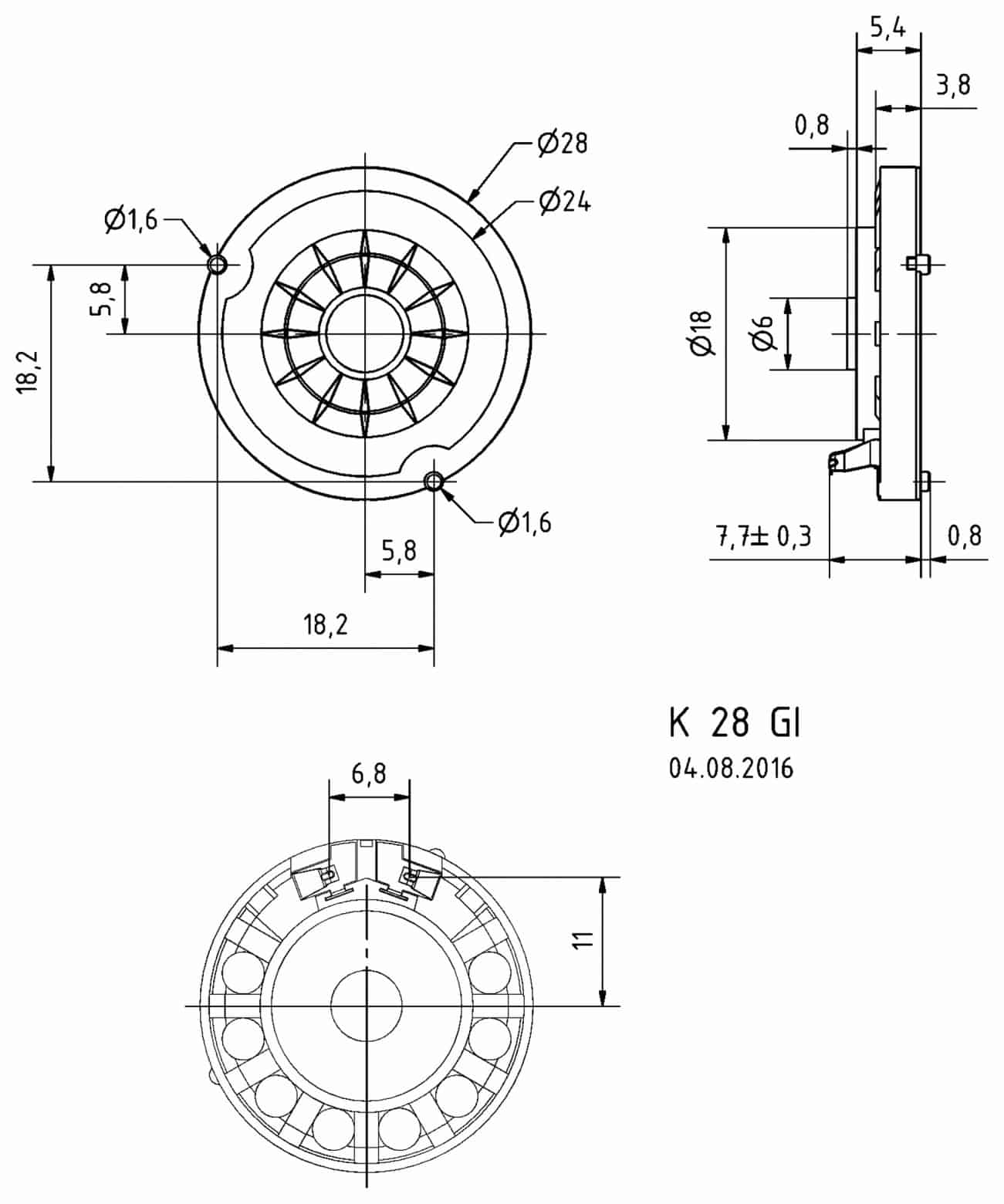 VISATON Kleinlautsprecher K 28 GI, 8 Ohm