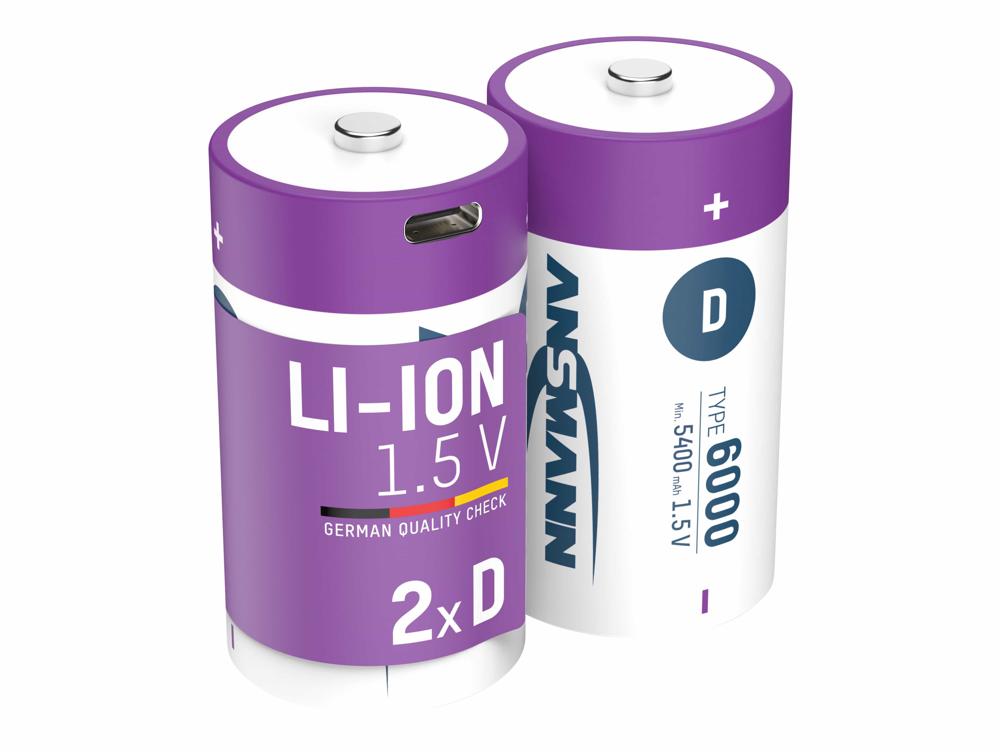 ANSMANN Li-Ion Mono-Akku, D, Typ 6000 (min. 5400mAh), 2 Stück