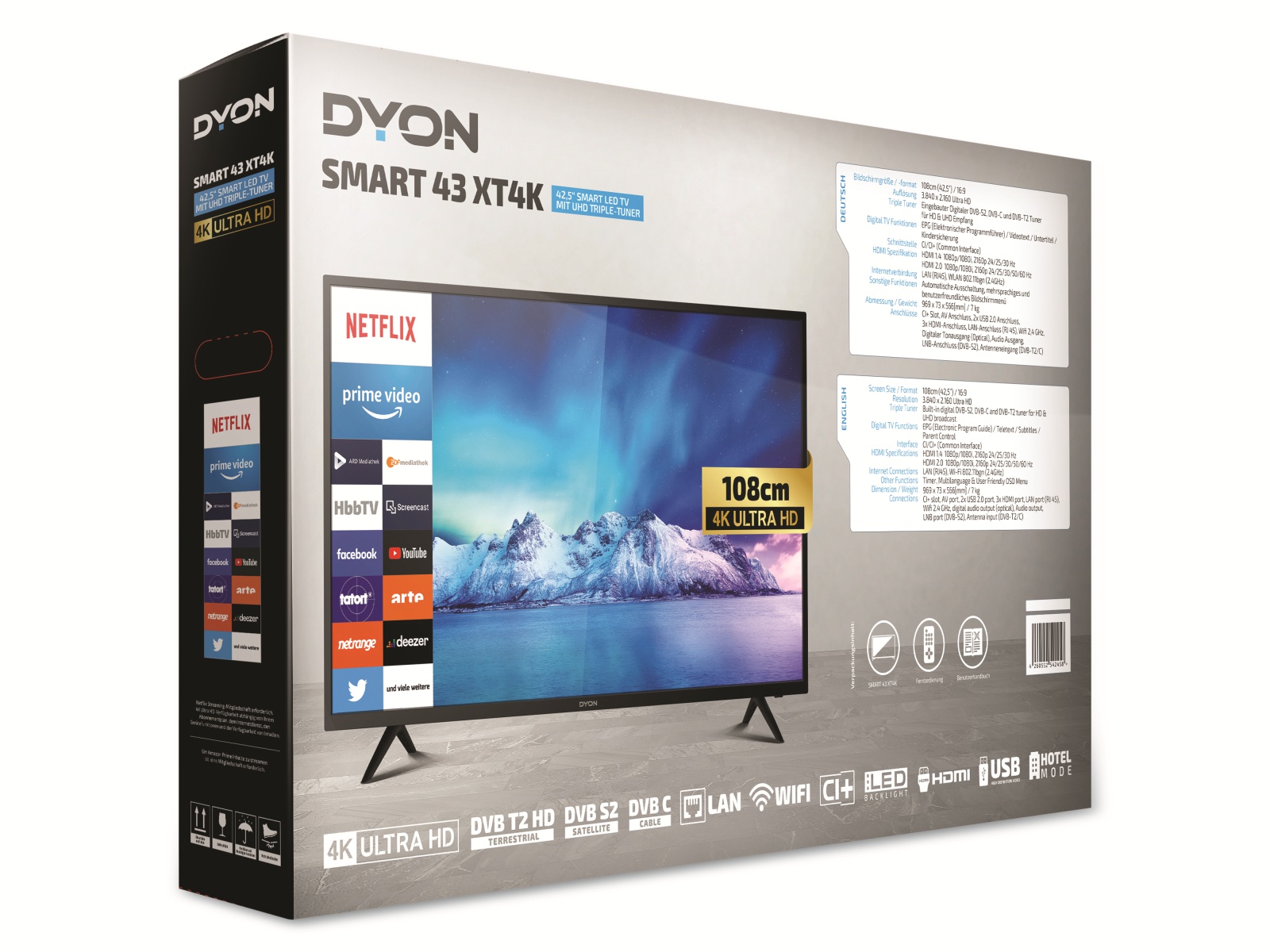 DYON LED-TV Smart 43 XT4K, 108 cm (43"), 4K, EEK G