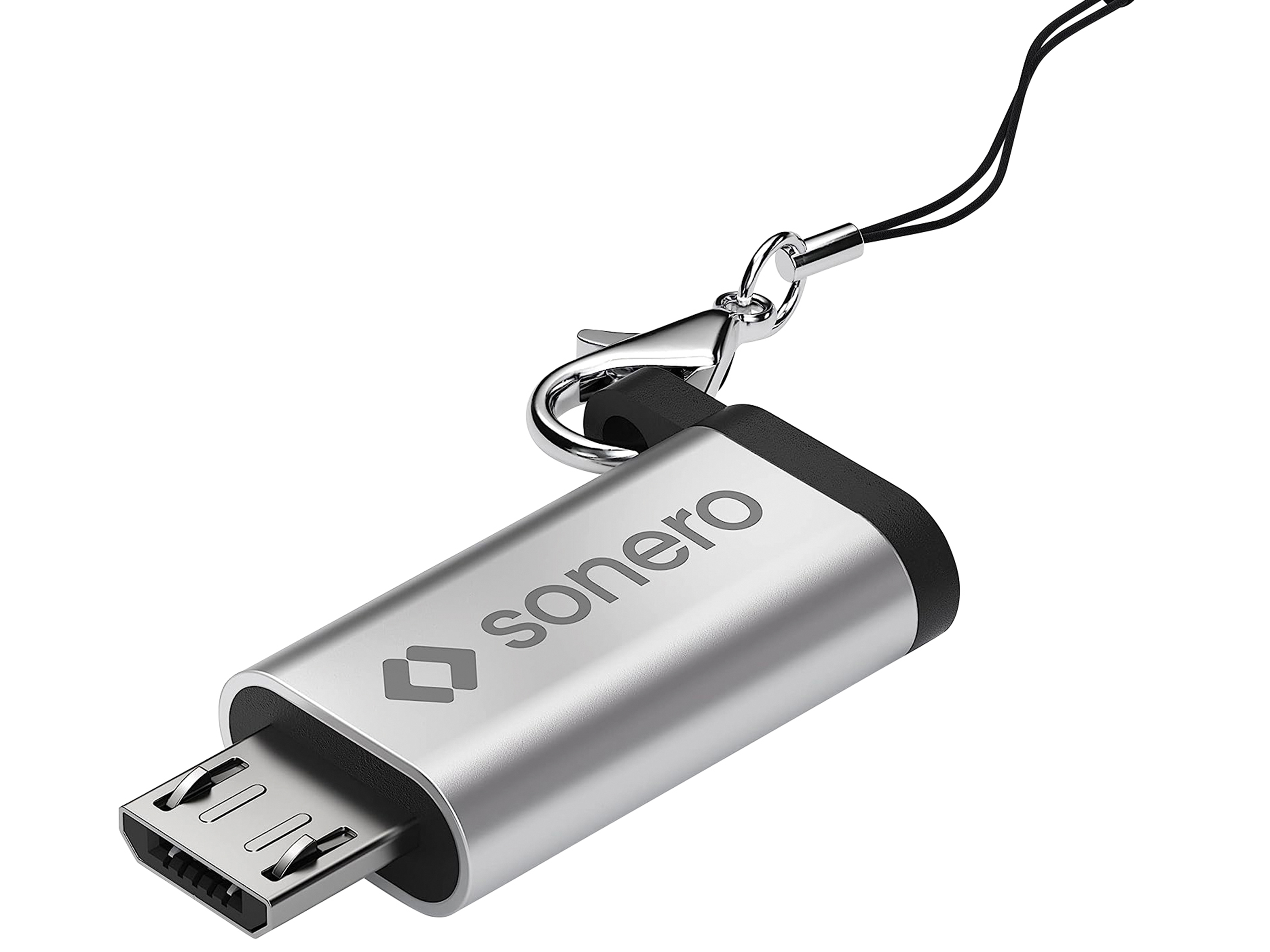 SONERO USB-Adapter OTG, Micro-USB auf USB-C Buchse, alu/silber