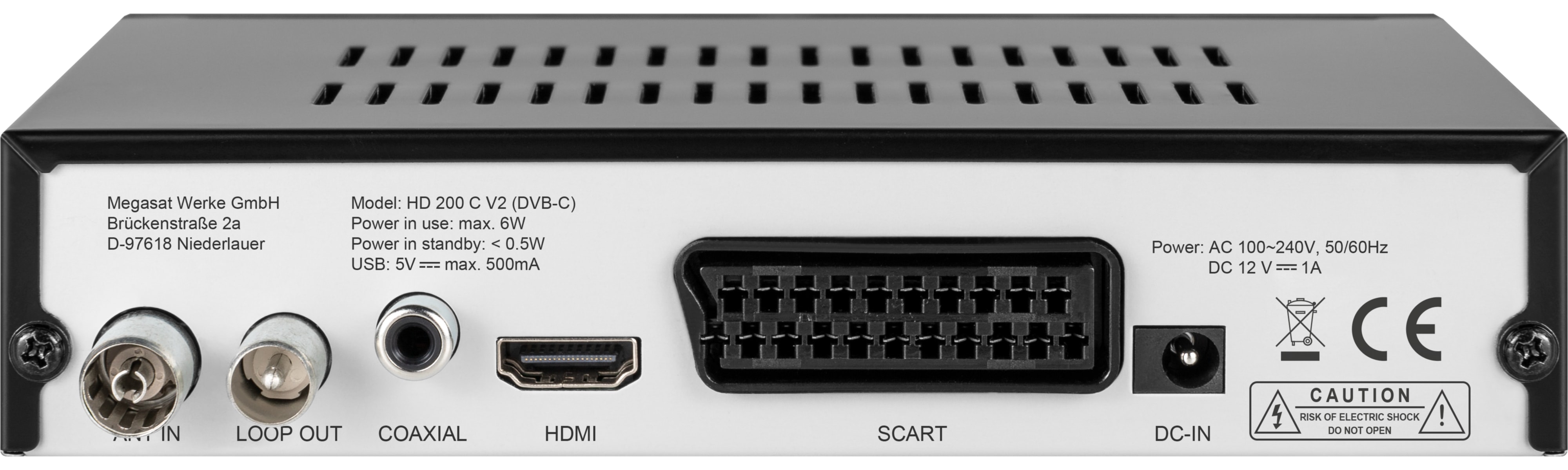 MEGASAT Receiver HD 200C V2, DVB-C, HDTV, S/PDIF