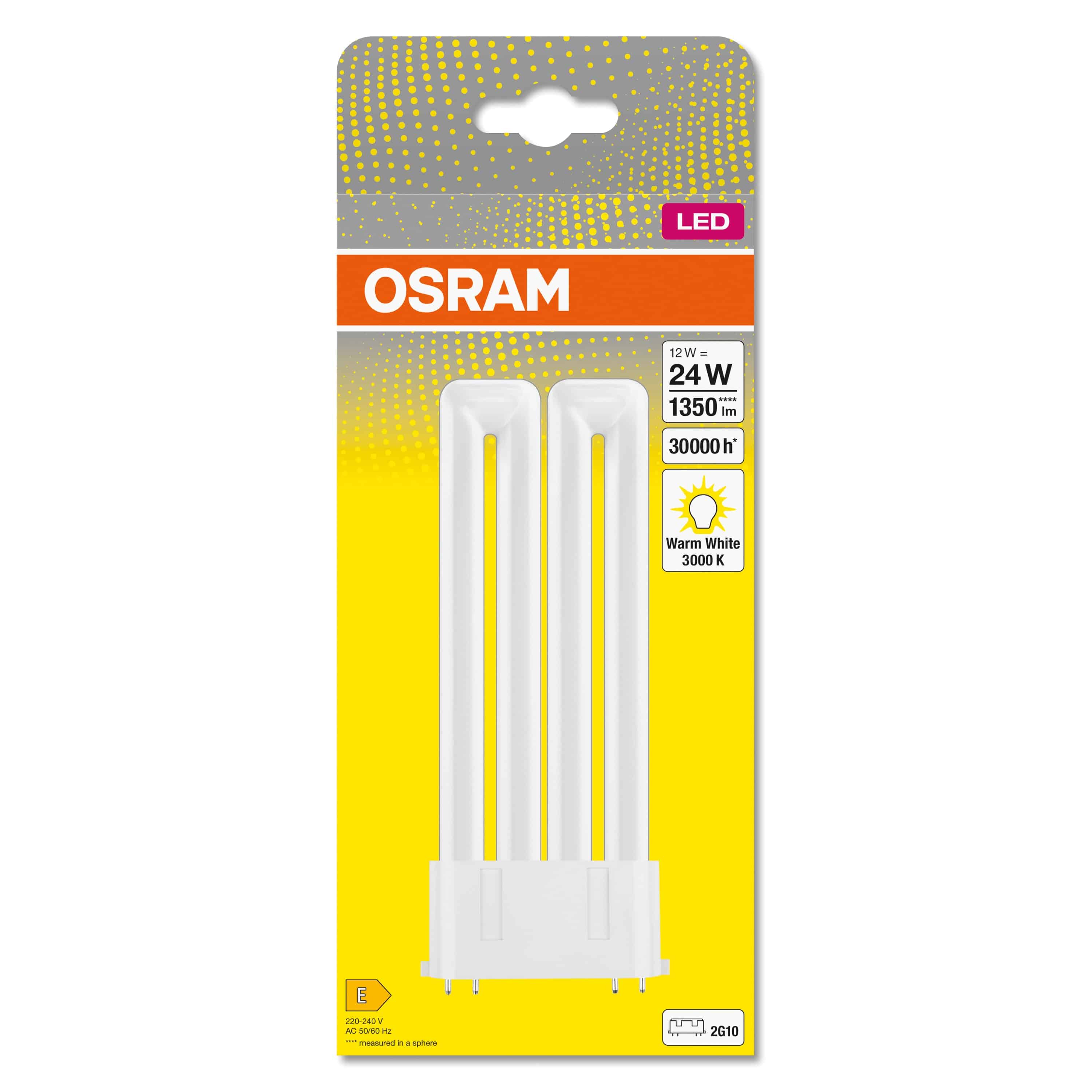 OSRAM LED-Lampe, Dulux F24, 2G10, EEK: E, 12W, 1350lm, 3000K