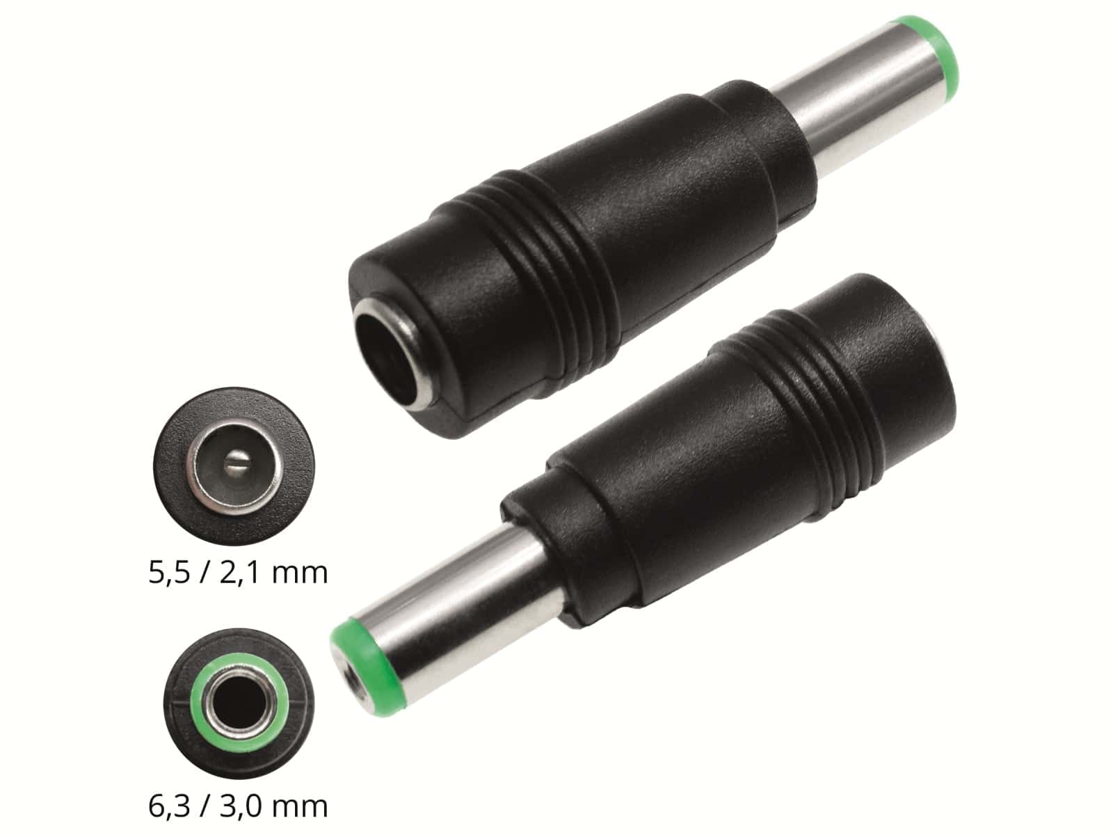 Hohlsteckeradapter, 5,5/2,1 Hohlkupplung auf 6,3/3,0 Hohlstecker