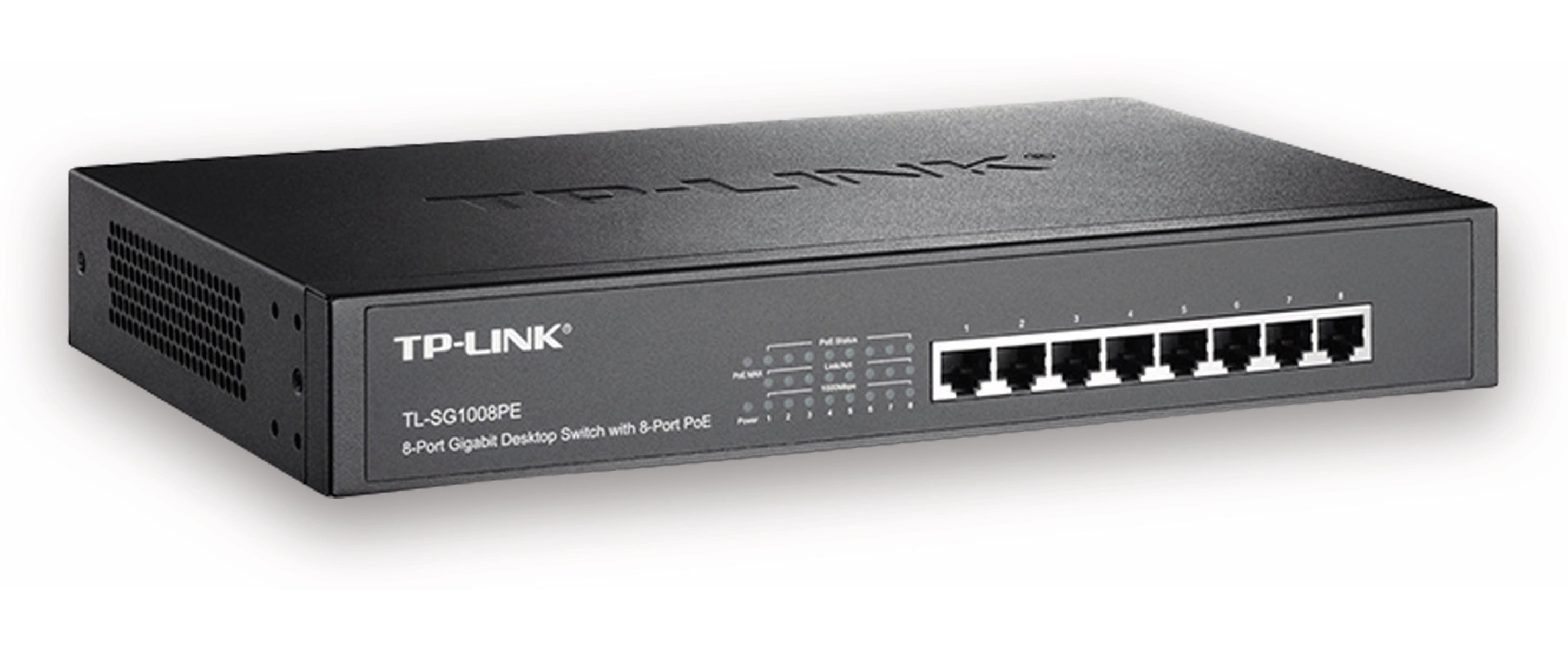 Gigabit-Desktop-/Rackmount-PoE Netzwerk-Switch TP-LINK TL-SG1008PE, 8-Port