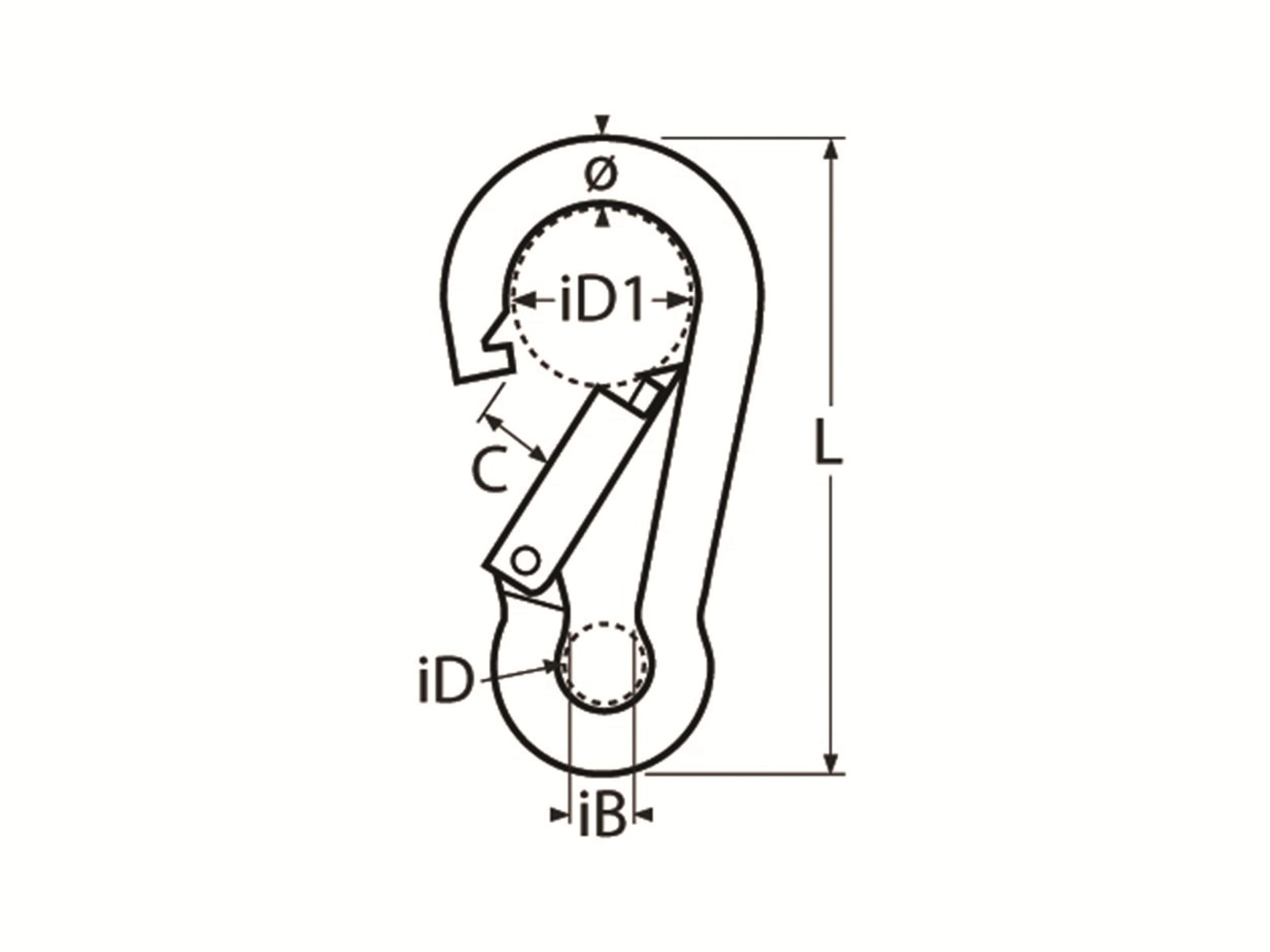 MARINETECH Karabinerhaken, Edelstahl A4, 4x40 mm, 4 Stück