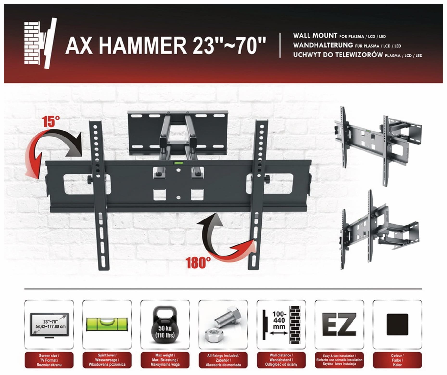 RED OPTICUM TV-Wandhalter AX Hammer