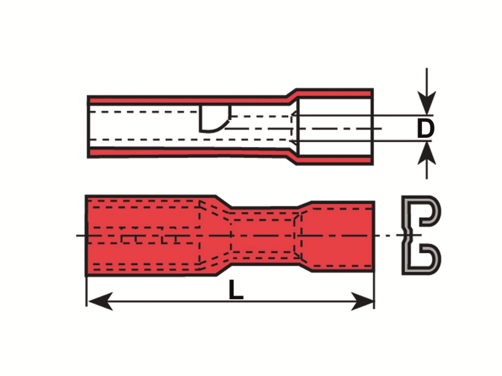 VOGT Flachsteckhülse, 396008s, vollisoliert, rot, Crimp, 2,8 mm, 100 Stück