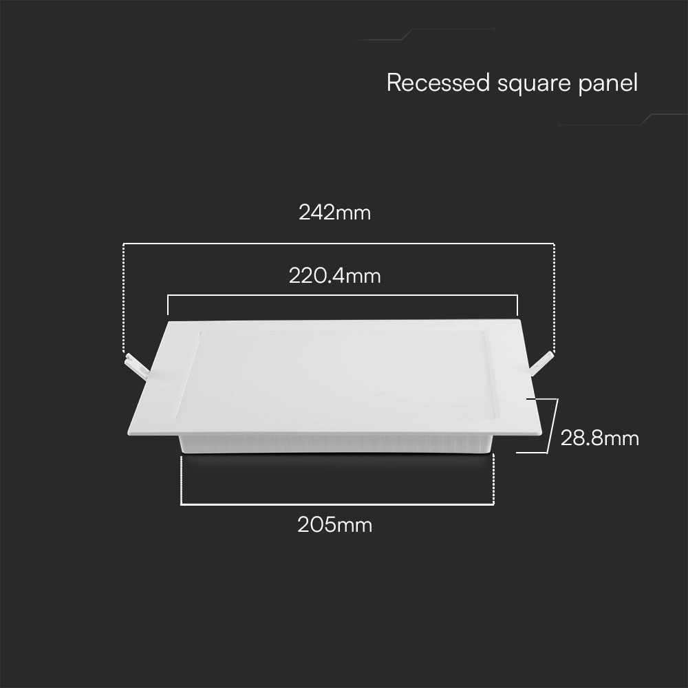 V-TAC LED-Einbauleuchte VT-61018, EEK: F, 18 W, 1850 lm, 3000 K, weiß